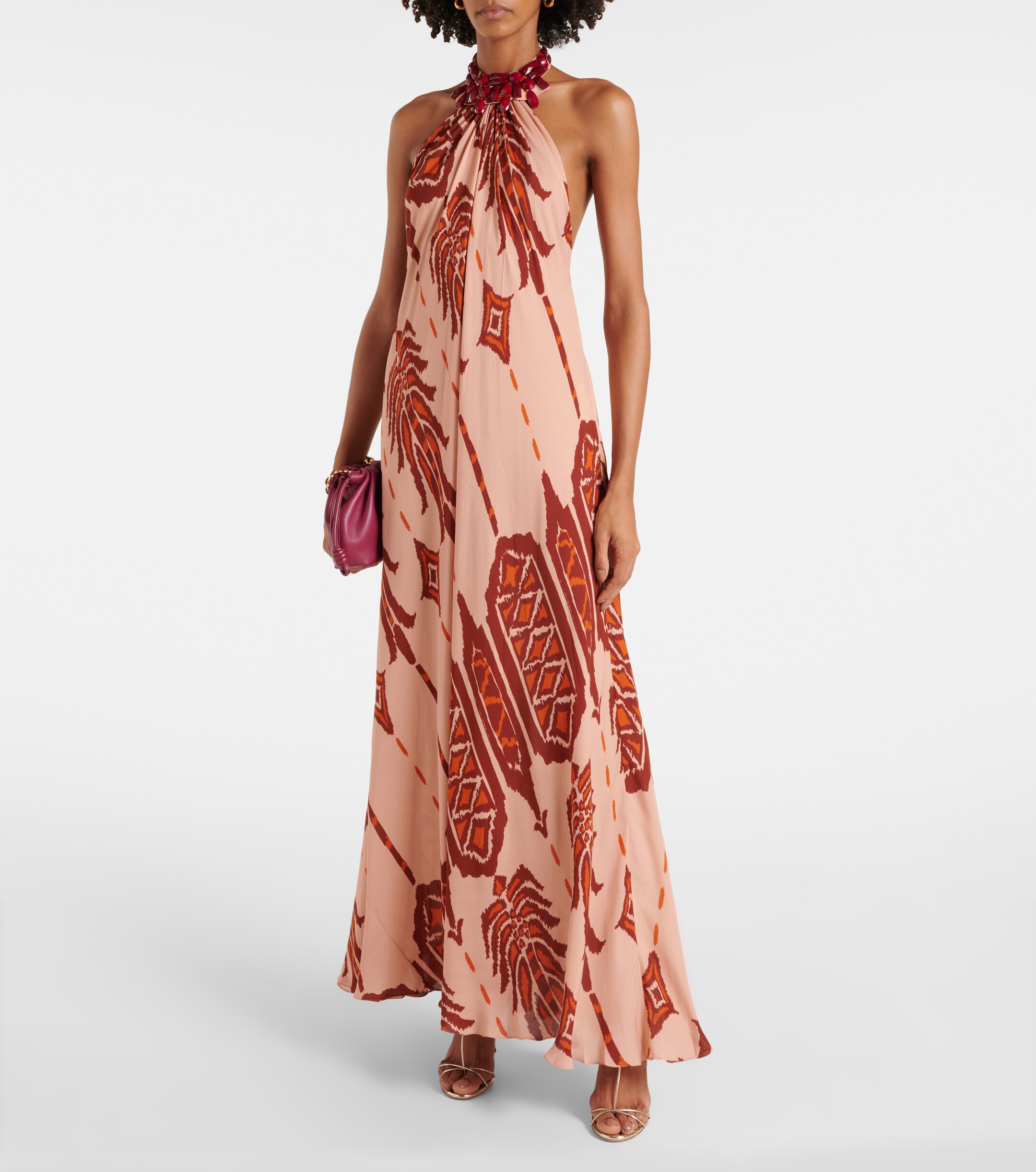 Johanna Ortiz Printed halterneck silk gown