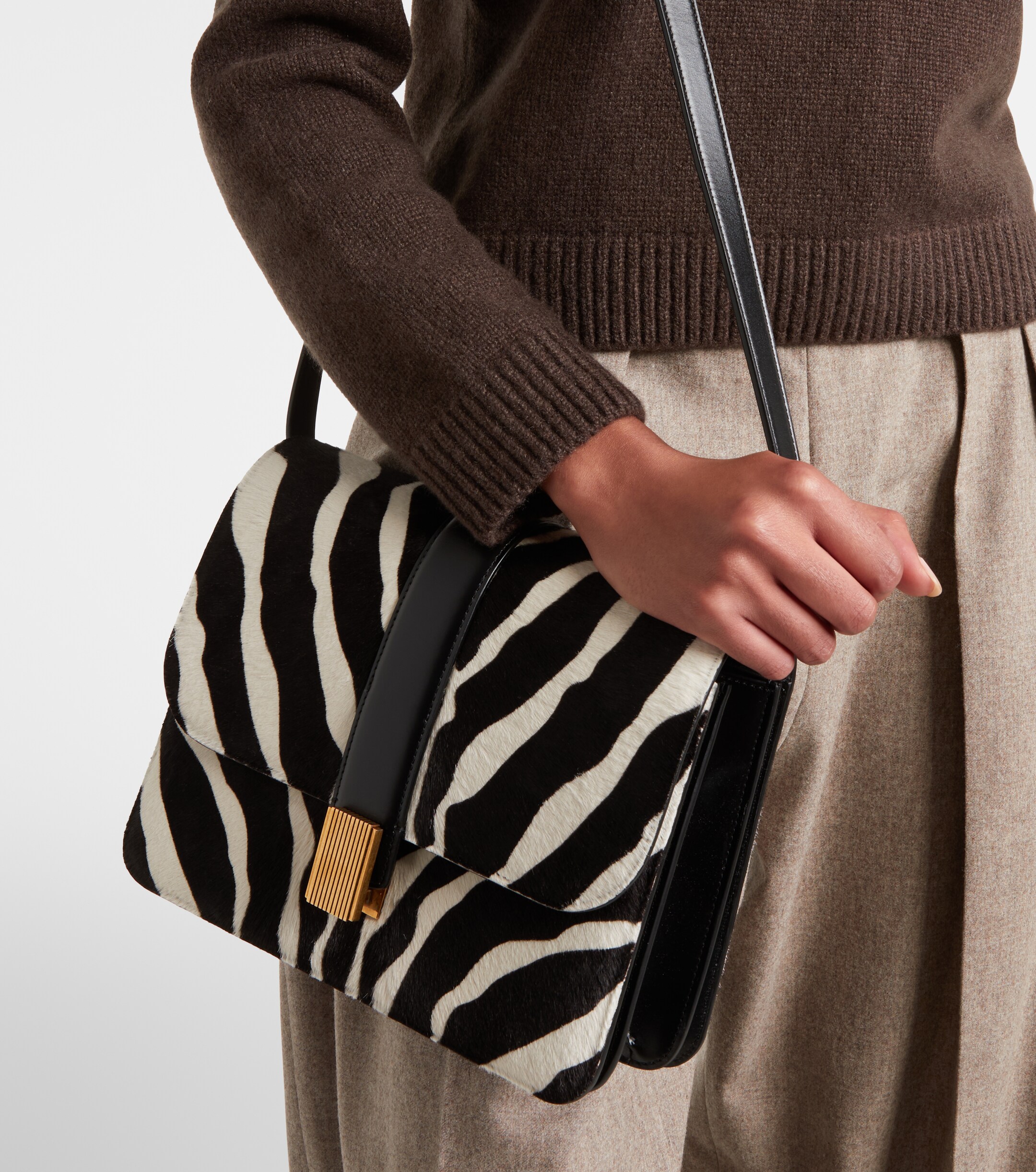 KHAITE Blake zebra-print calf hair crossbody bag