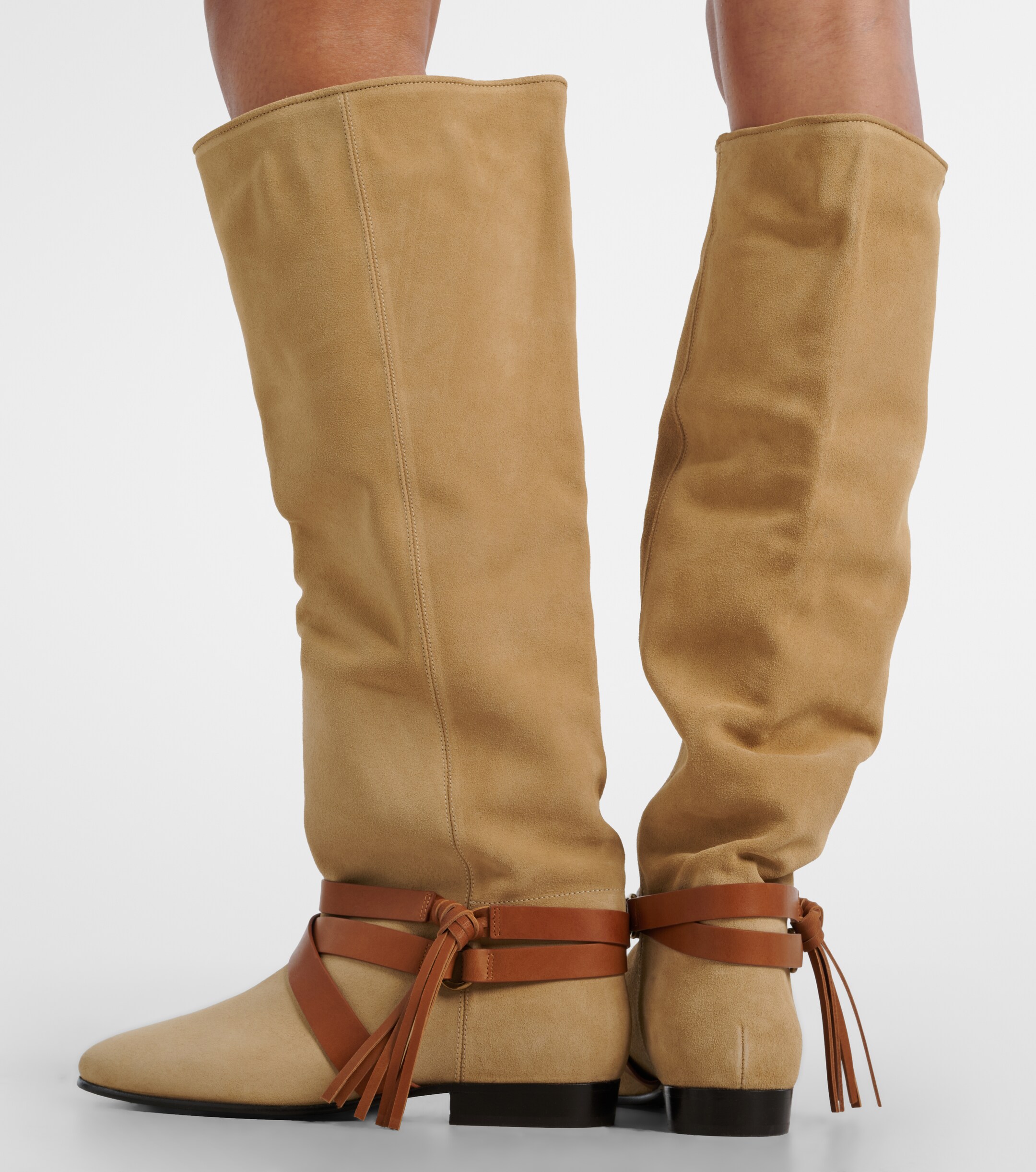 Isabel Marant Silmon leather-trimmed suede knee-high boots thumbnail