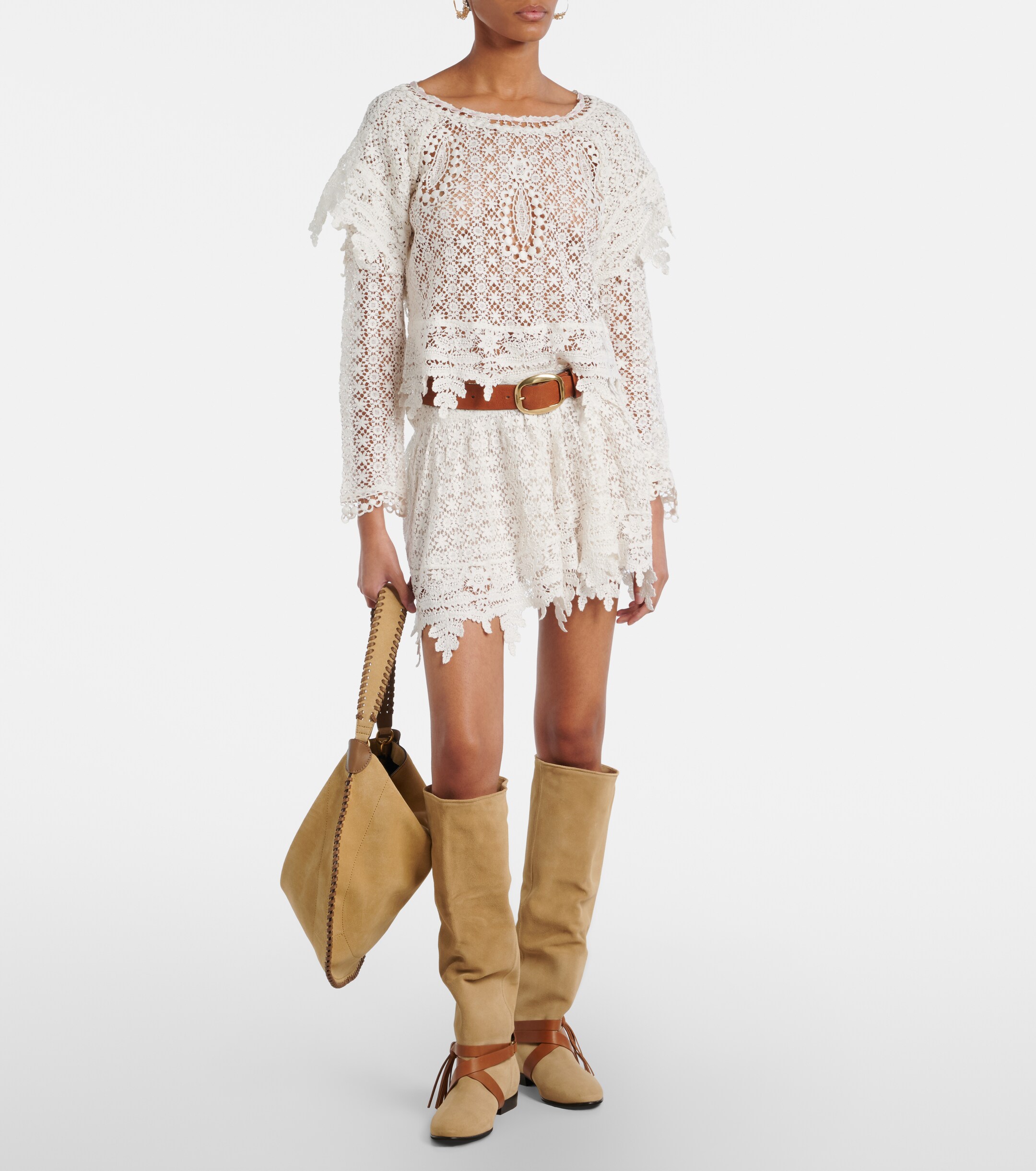 Isabel Marant Silmon leather-trimmed suede knee-high boots thumbnail