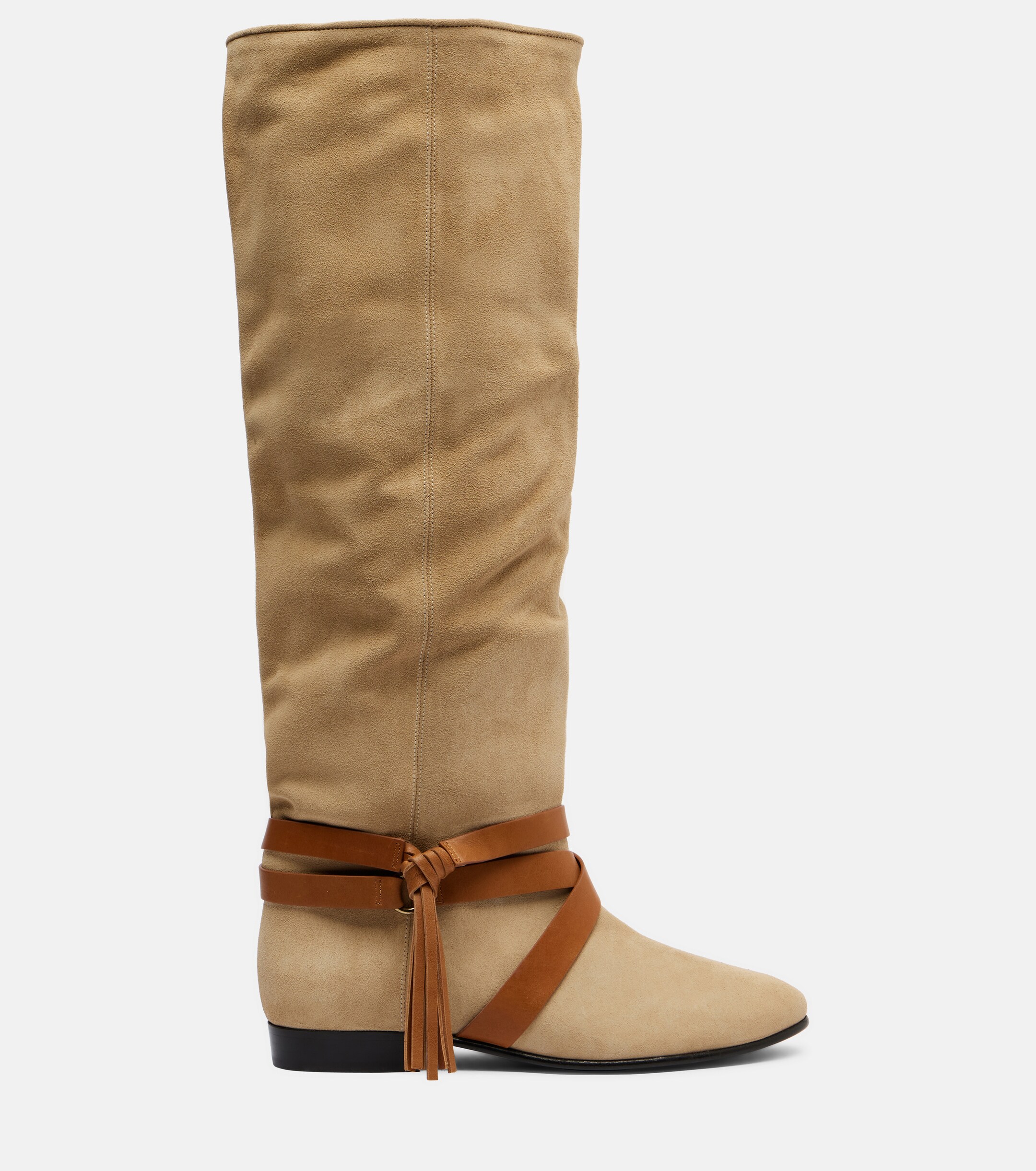 Isabel Marant Silmon leather-trimmed suede knee-high boots thumbnail