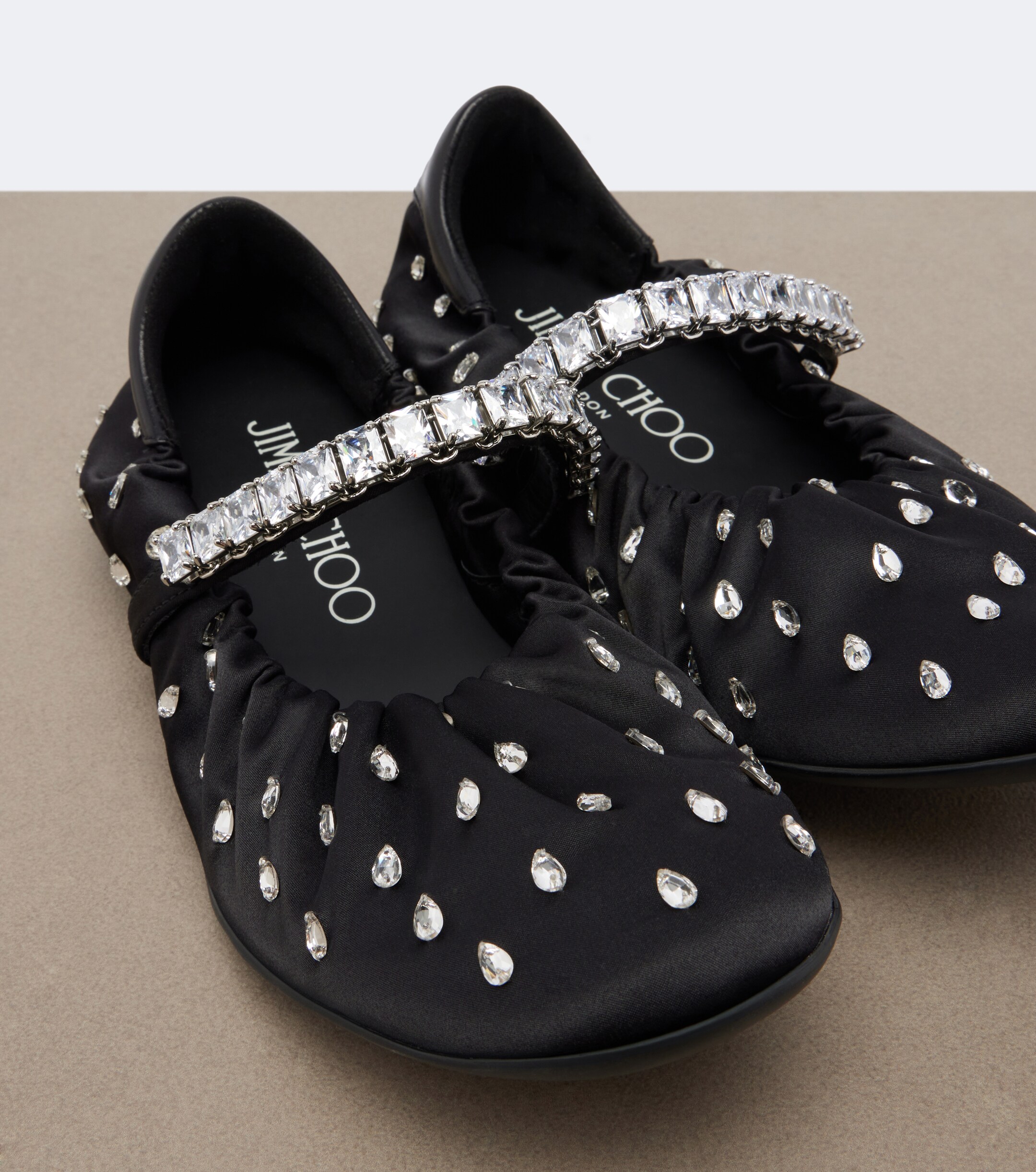 JIMMY CHOO Jimmy Choo Jade embellished satin ballet flats