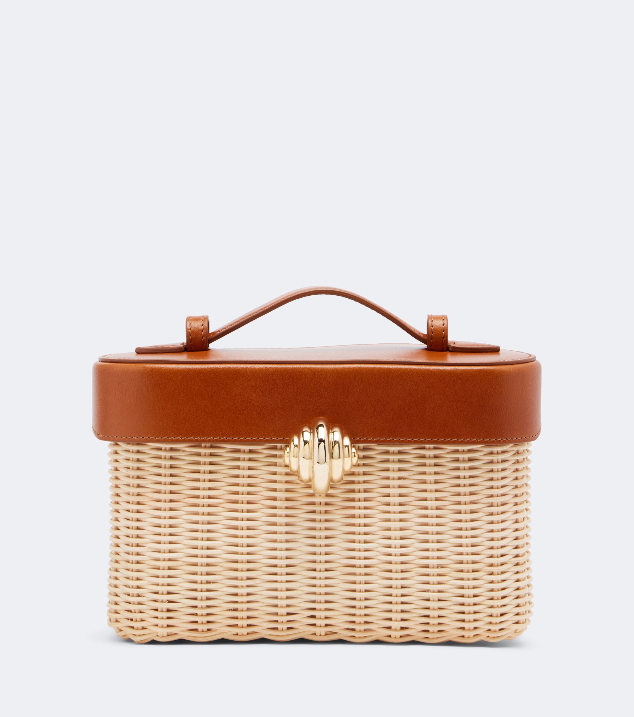 AQUAZZURA Belgravia leather-trimmed wicker vanity bag