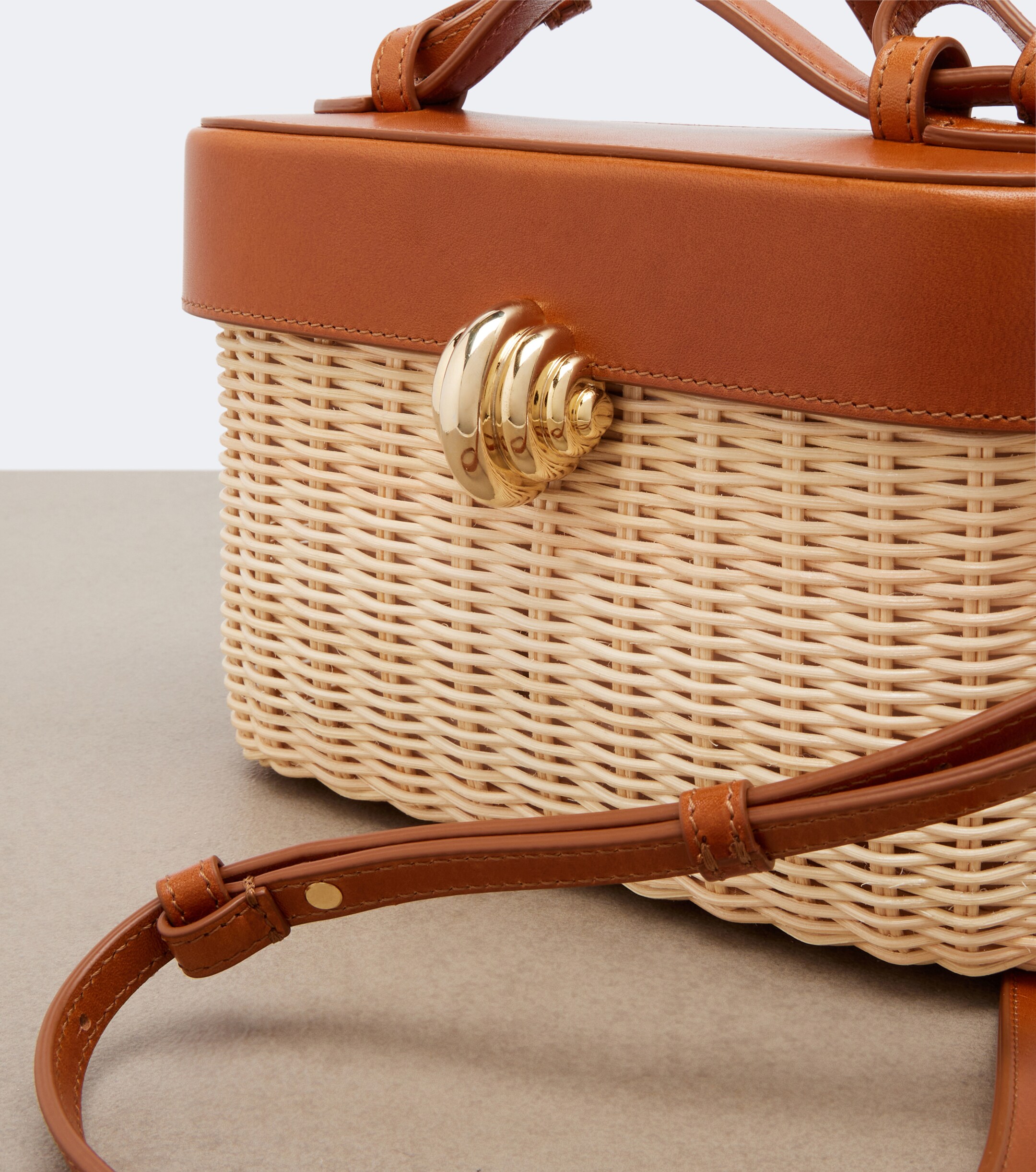 AQUAZZURA Belgravia leather-trimmed wicker vanity bag