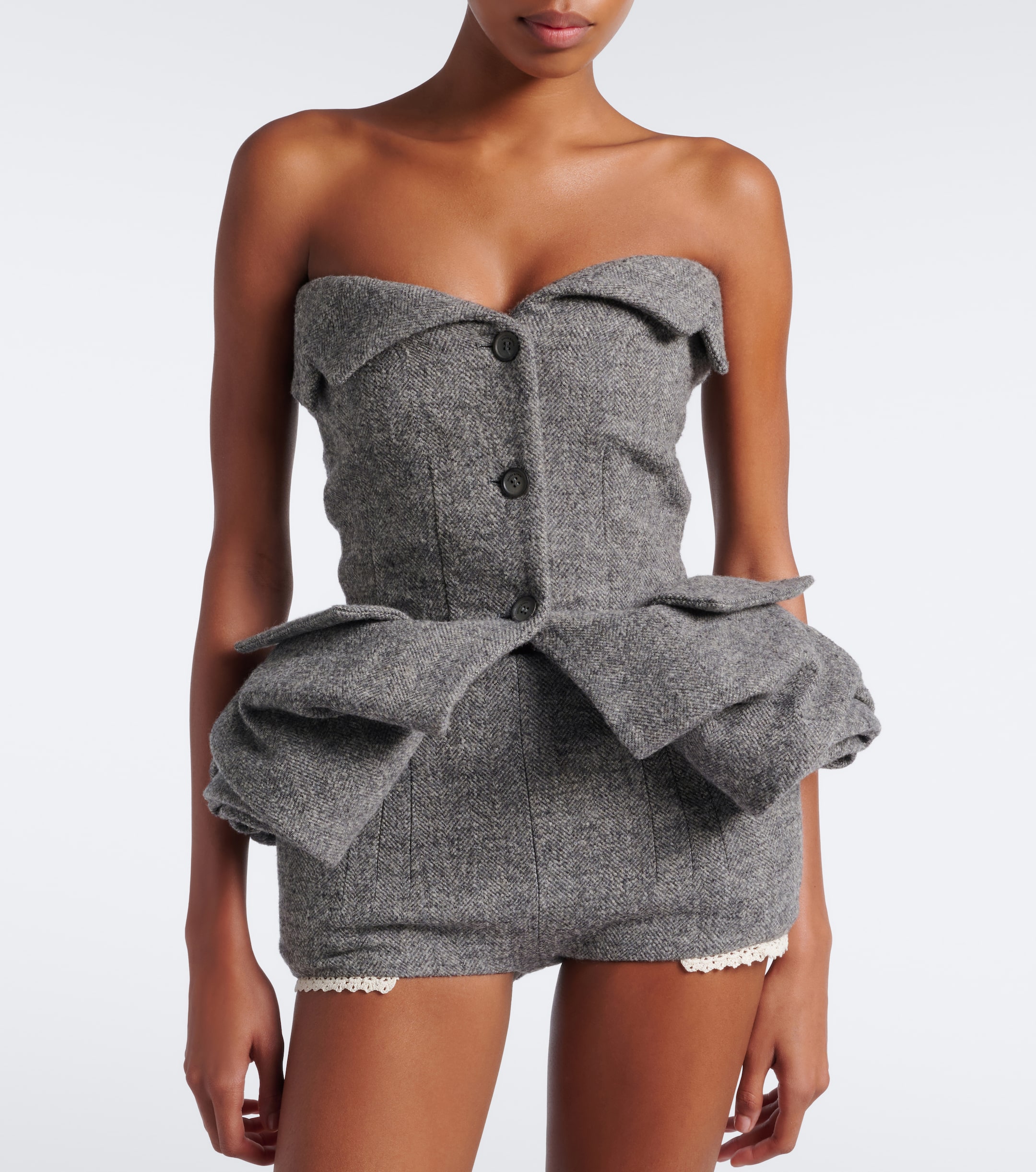 Magda Butrym Magda Butrym Herringbone peplum wool and cashmere-blend top