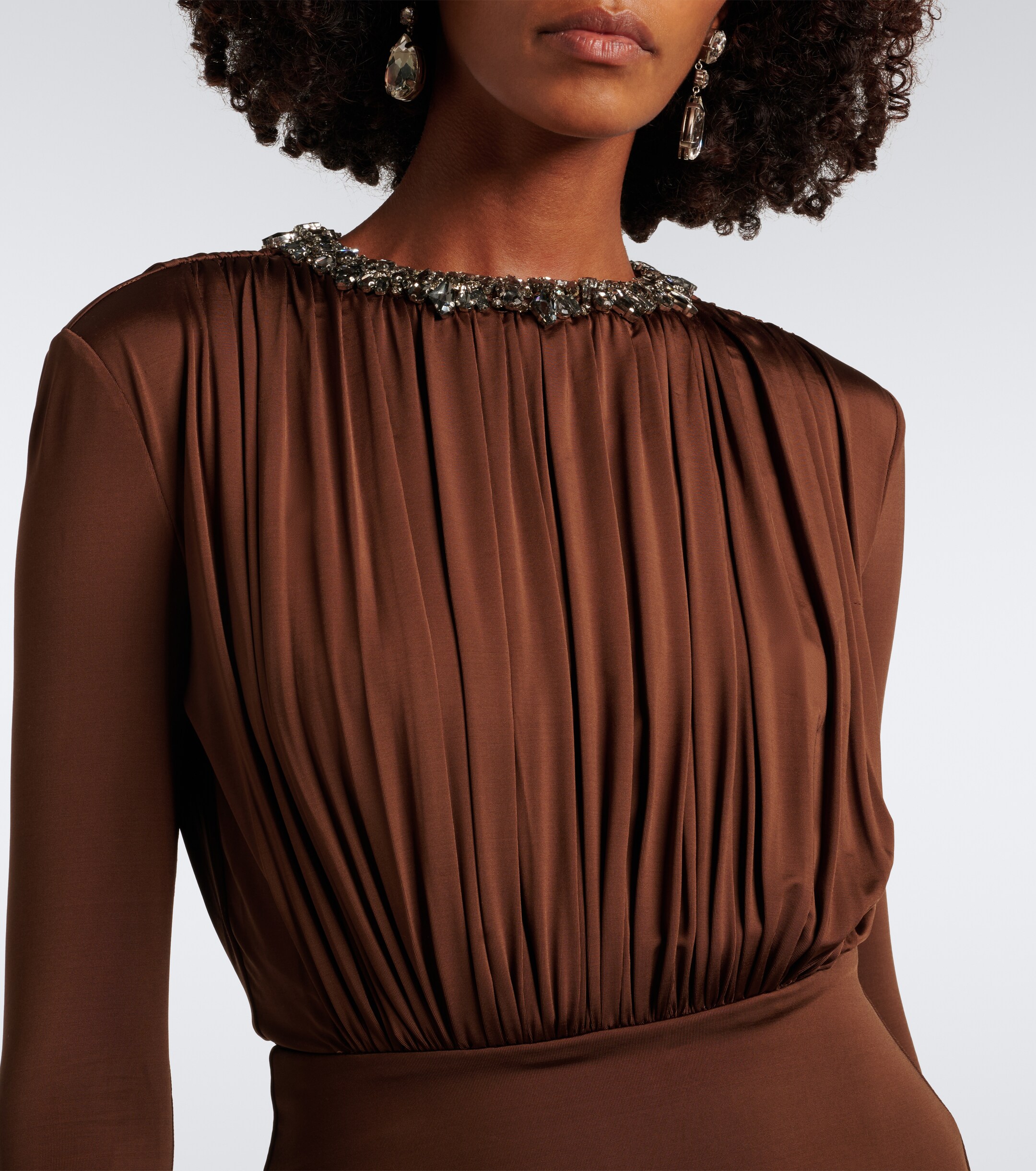 Roland Mouret Roland Mouret Embellished gathered jersey maxi dress