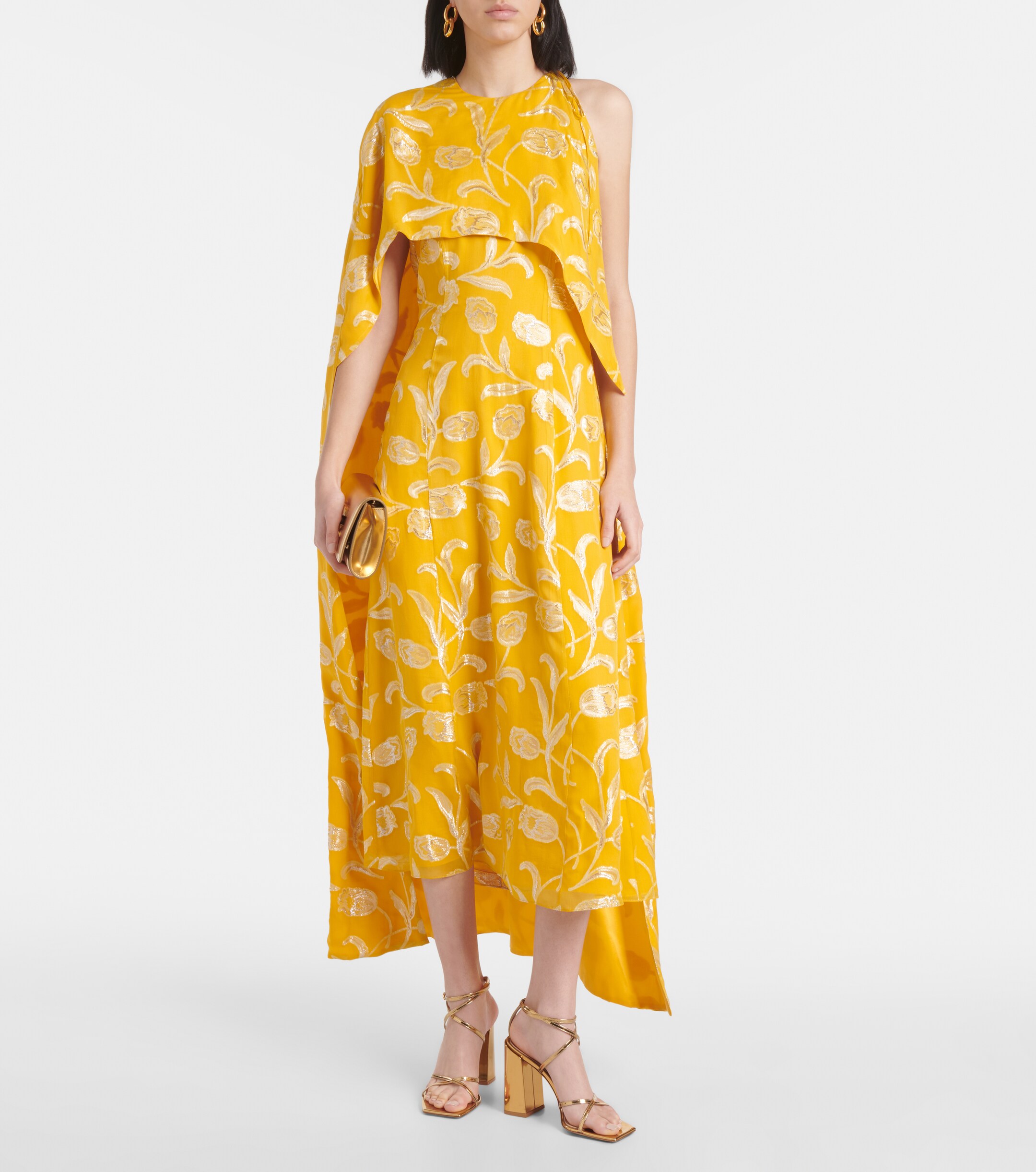 Markarian Caped silk-blend midi dress