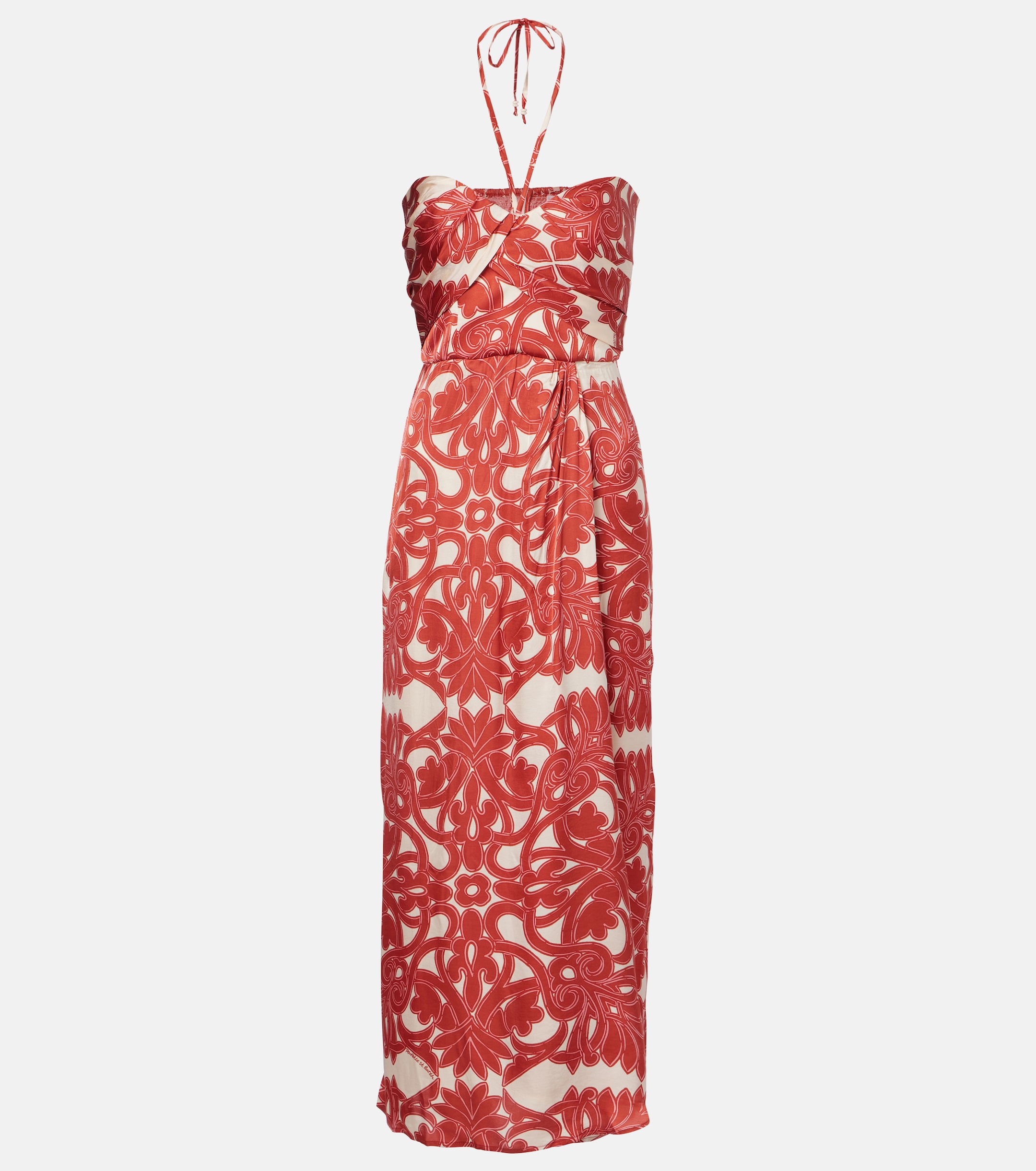 Poupette St Barth Collina printed satin midi dress thumbnail