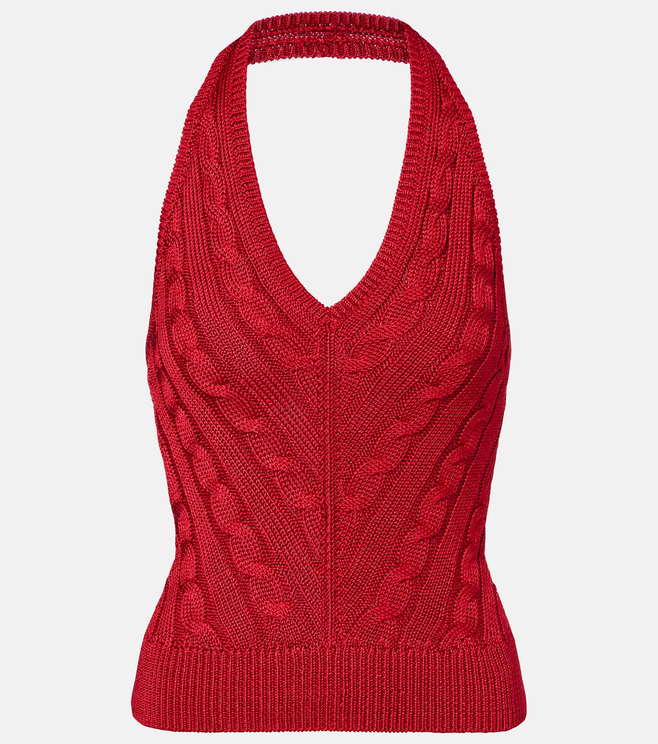 Ralph Lauren Collection Cable-knit halterneck silk top