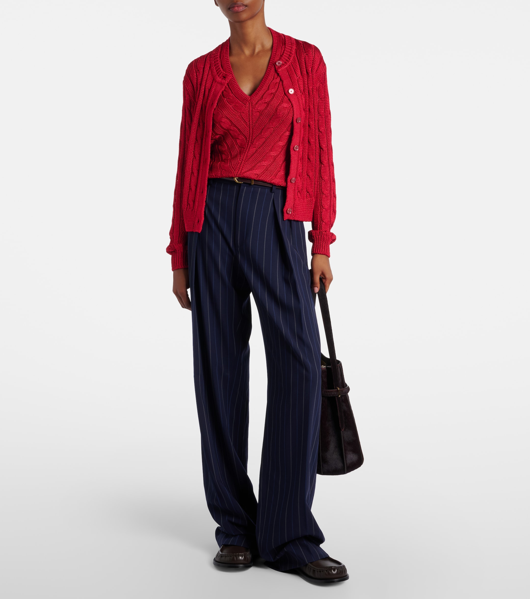 Ralph Lauren Collection Cable-knit halterneck silk top