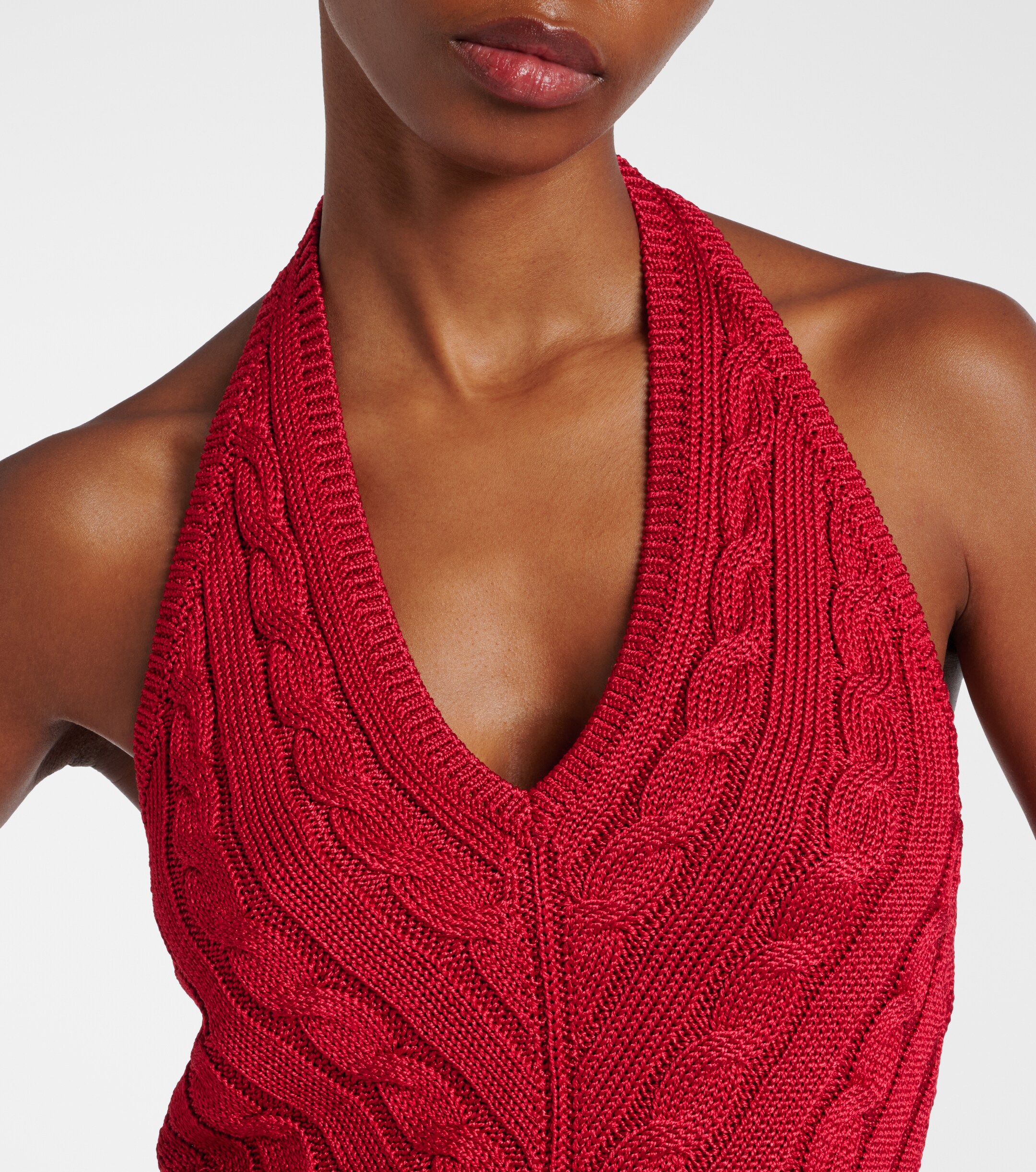 Ralph Lauren Collection Cable-knit halterneck silk top