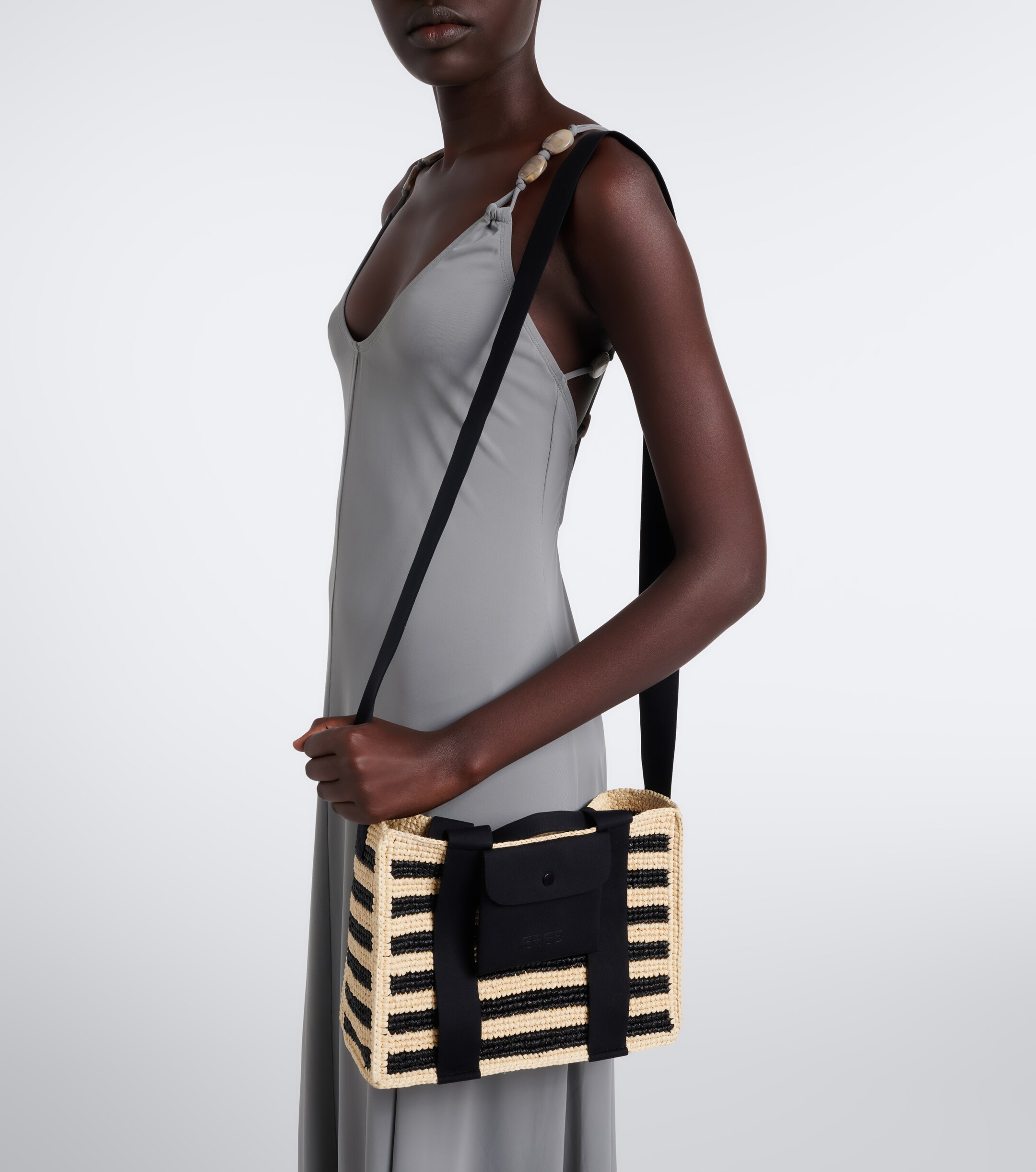 Eres Voyageur Mini raffia top-handle bag