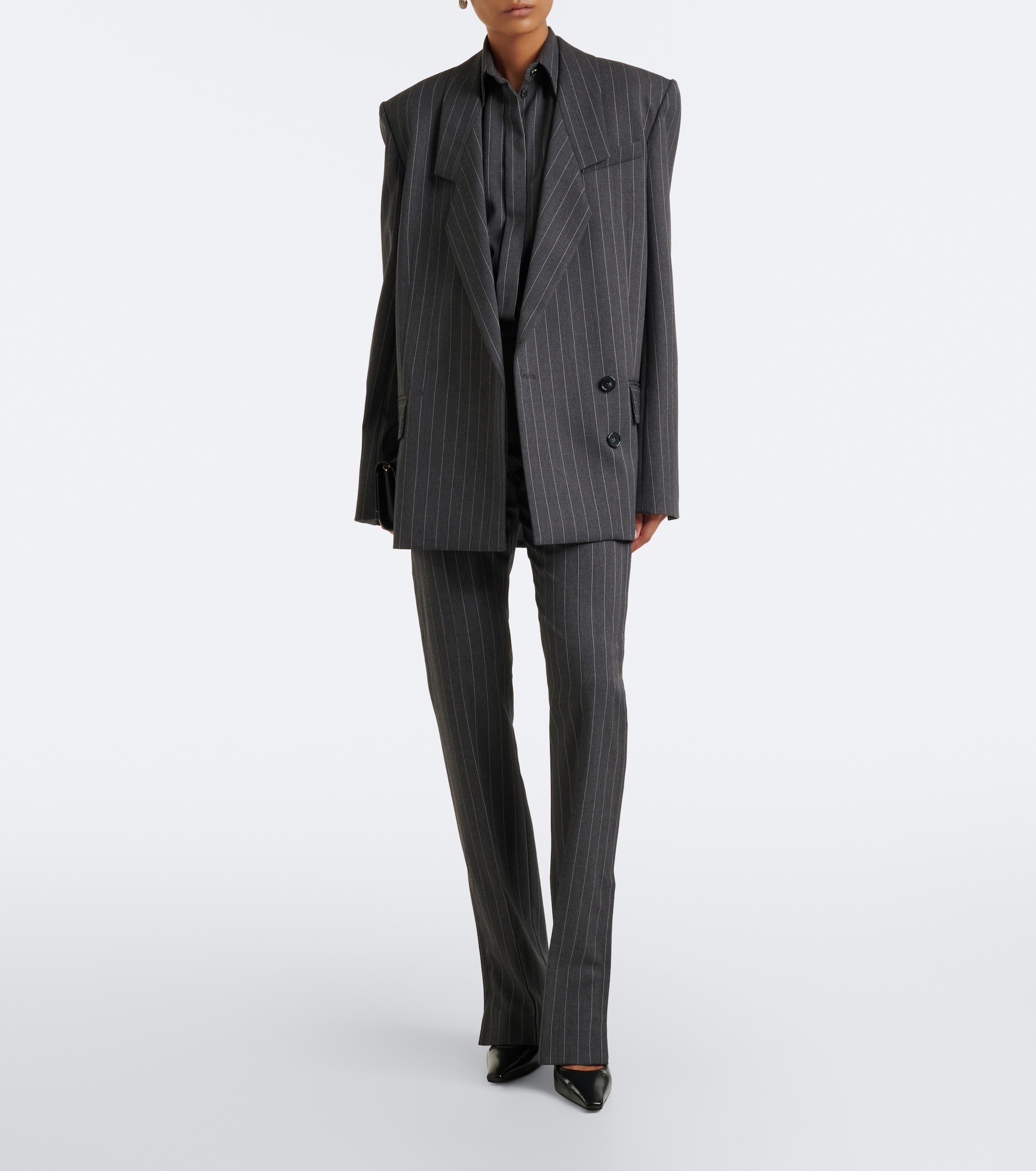 Sportmax Sportmax Pinstriped wool-blend flared pants