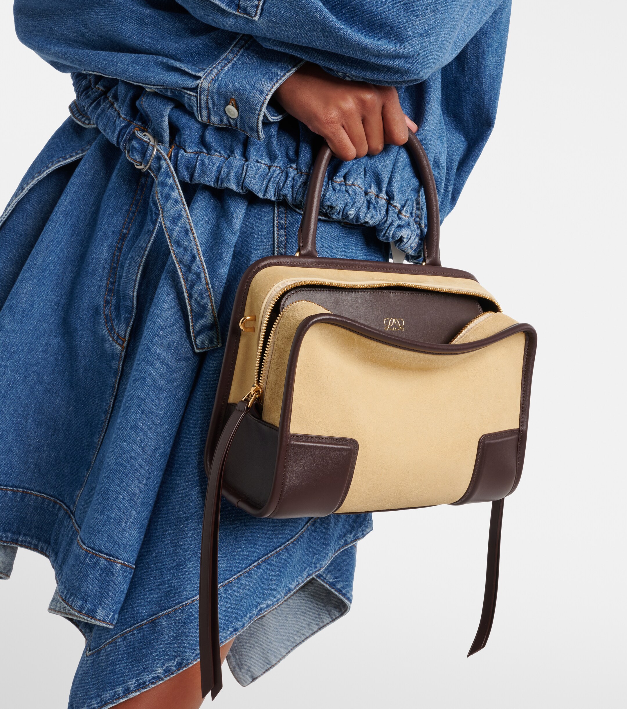 Loewe Amazona 180 Small suede top-handle bag