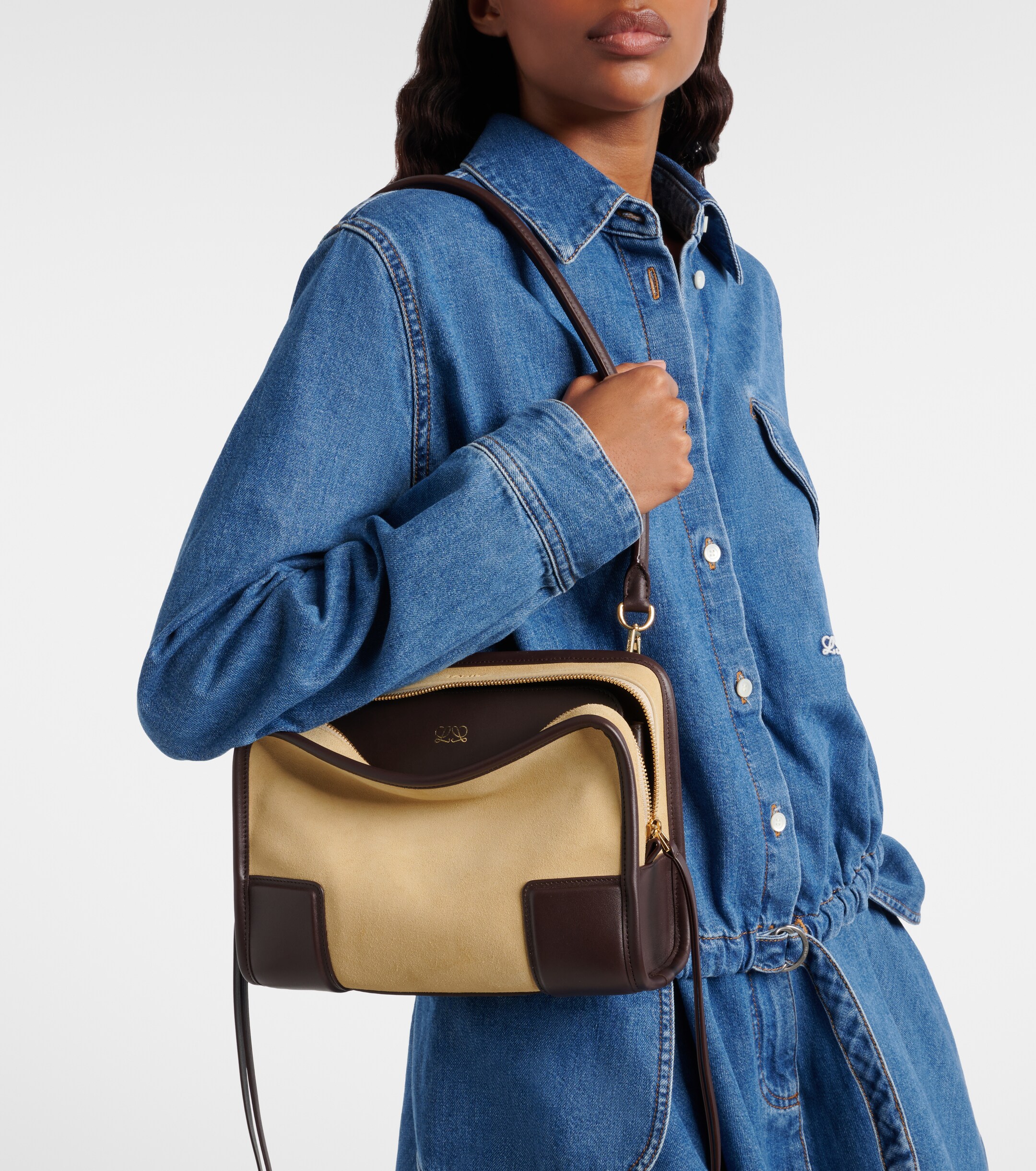 Loewe Amazona 180 Small suede top-handle bag