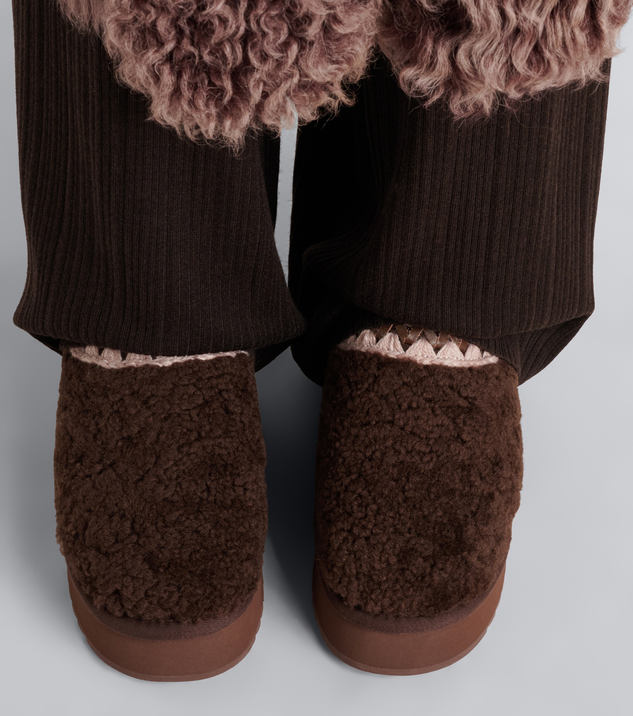 MOU Mou Shearling platform mules