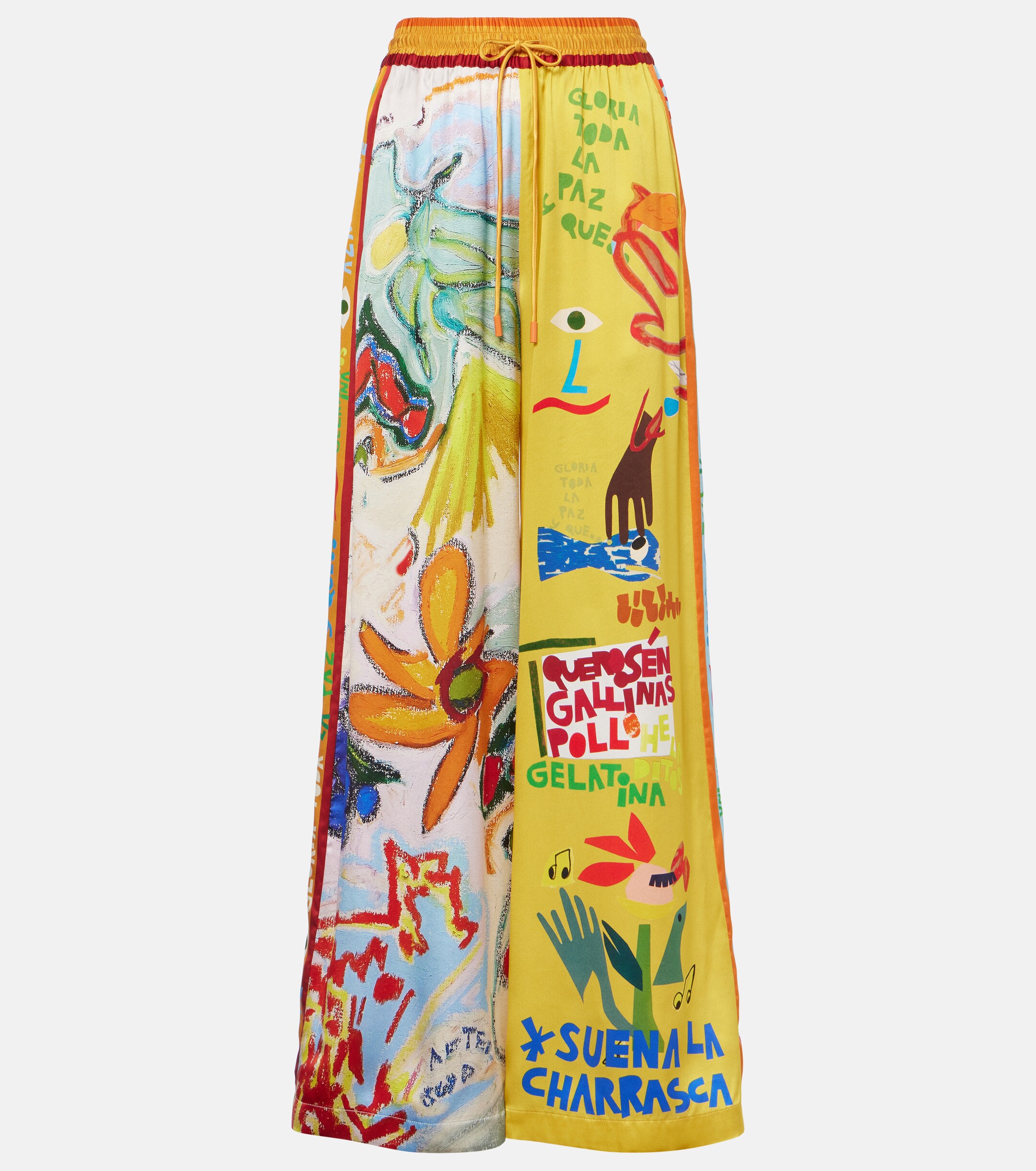 Alémais La Charrasca printed silk satin wide-leg pants