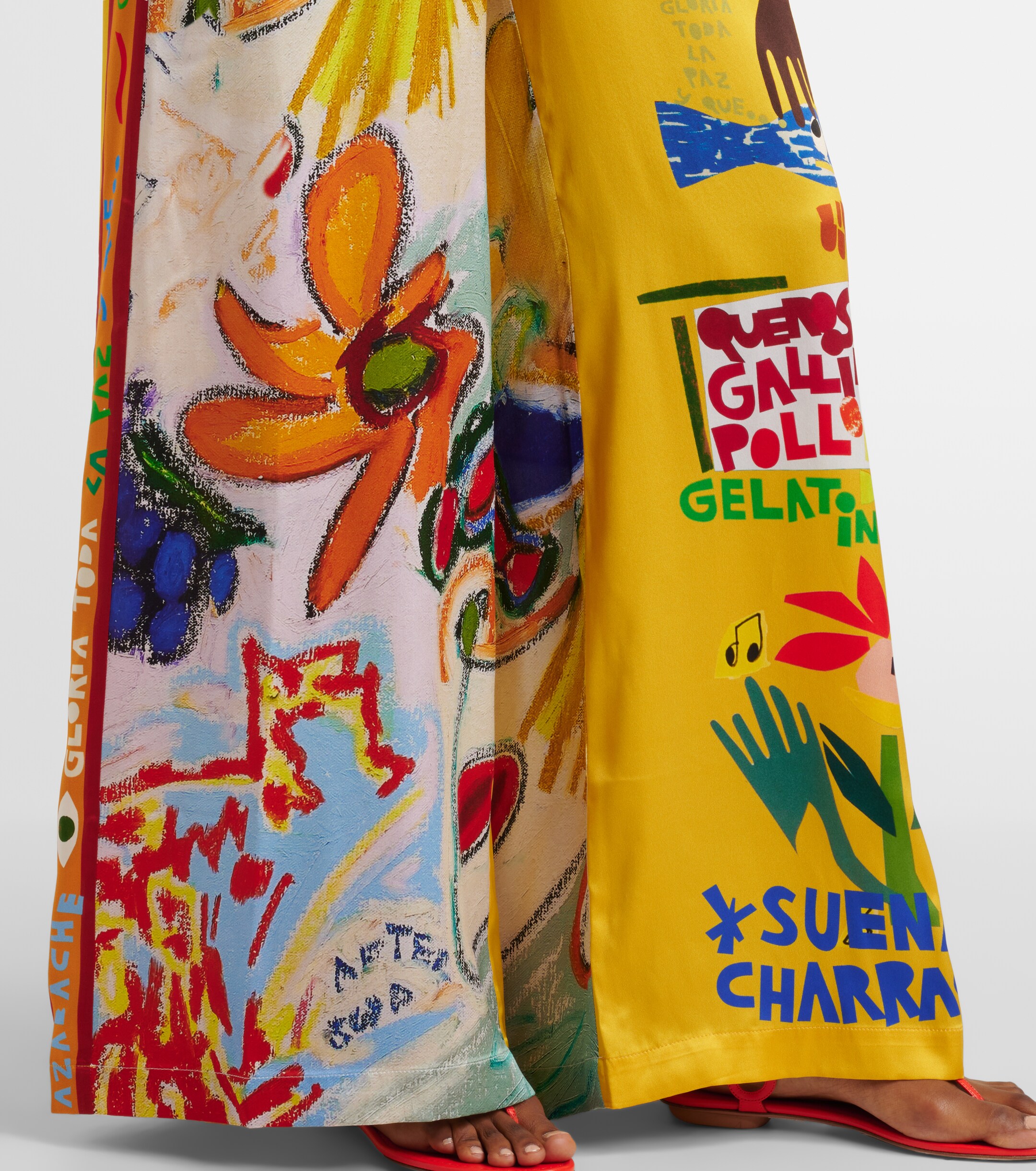 Alémais La Charrasca printed silk satin wide-leg pants