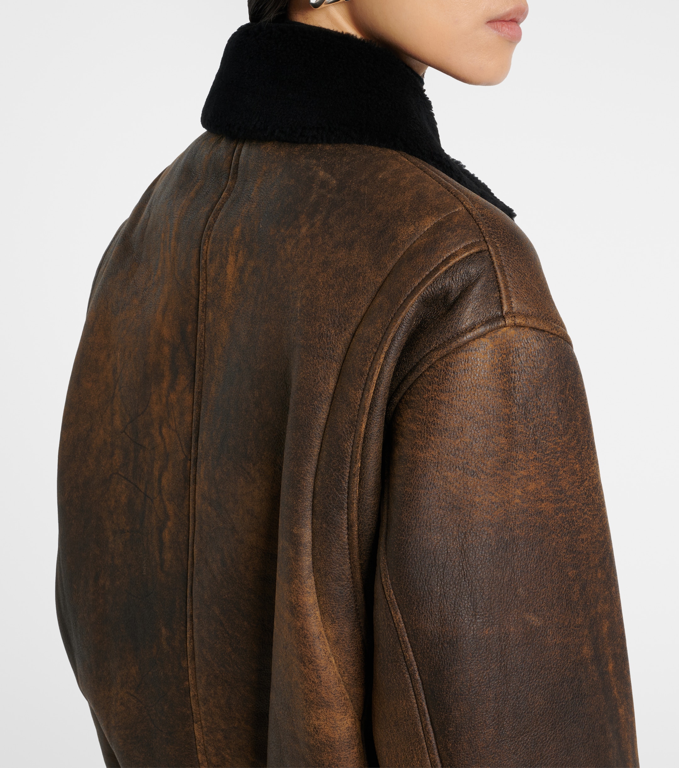 NOUR HAMMOUR Anton shearling-lined leather bomber jacket