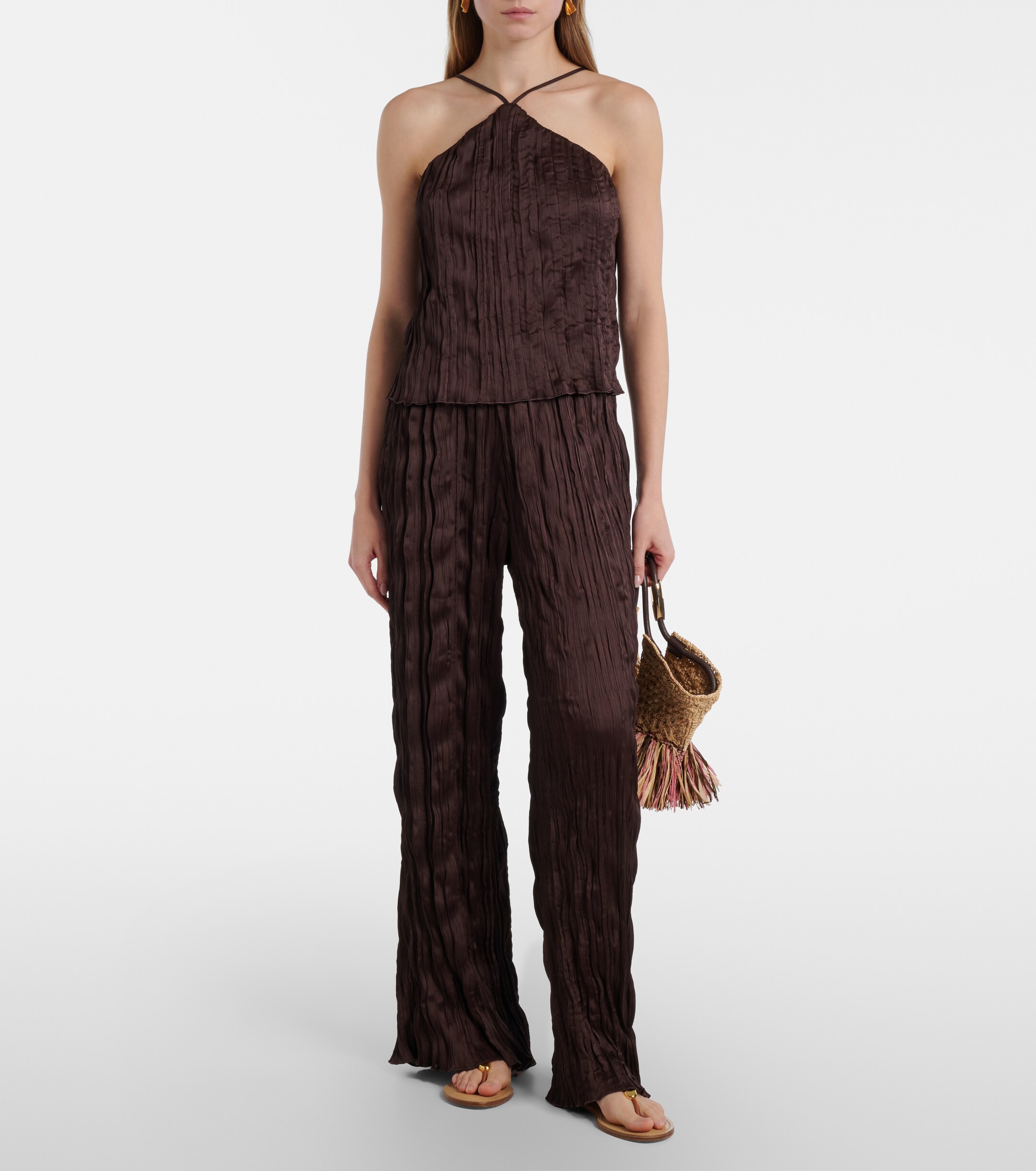 Staud Nami plissé wide-leg pants