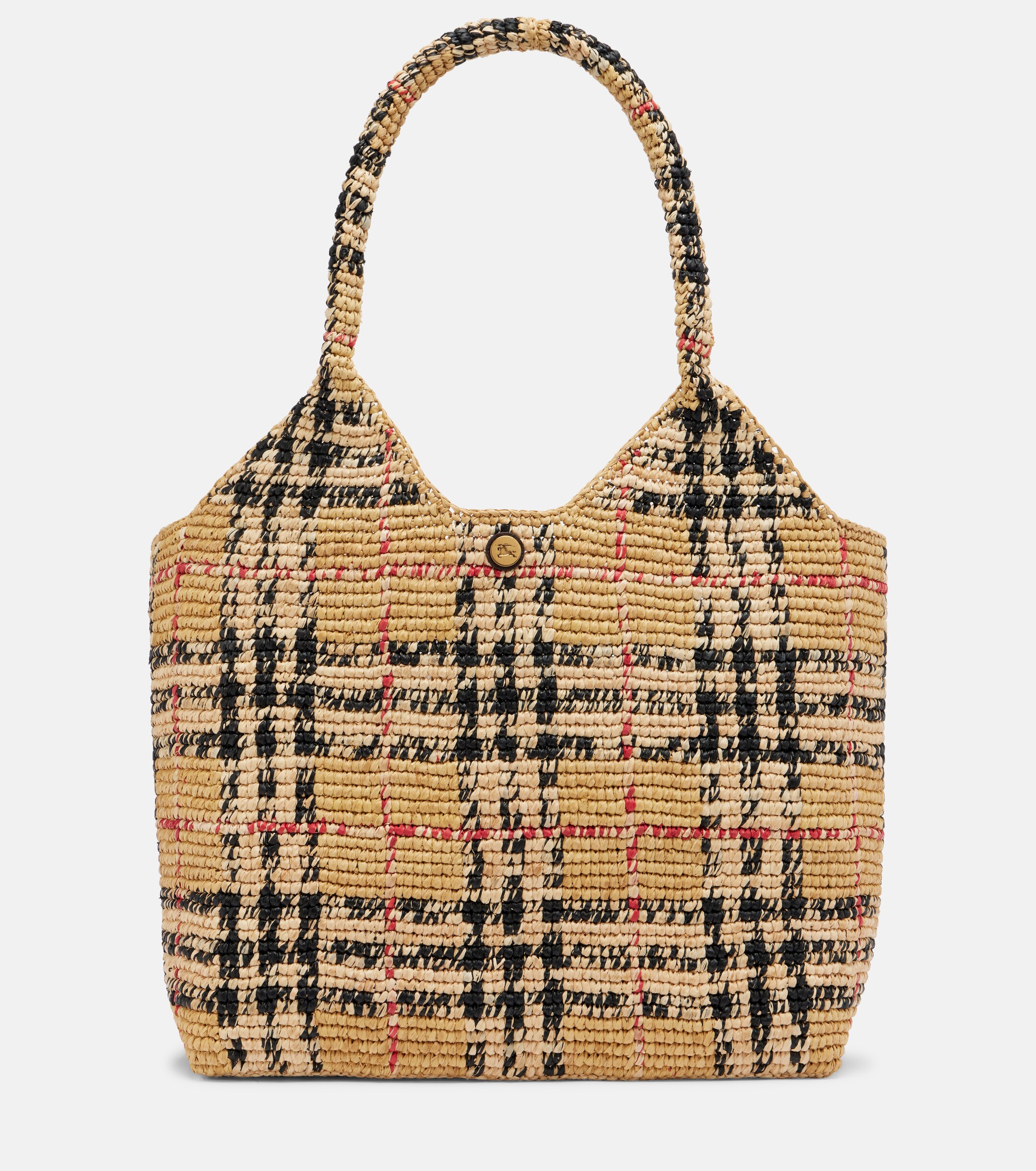 Burberry Burberry Check Large raffia tote bag