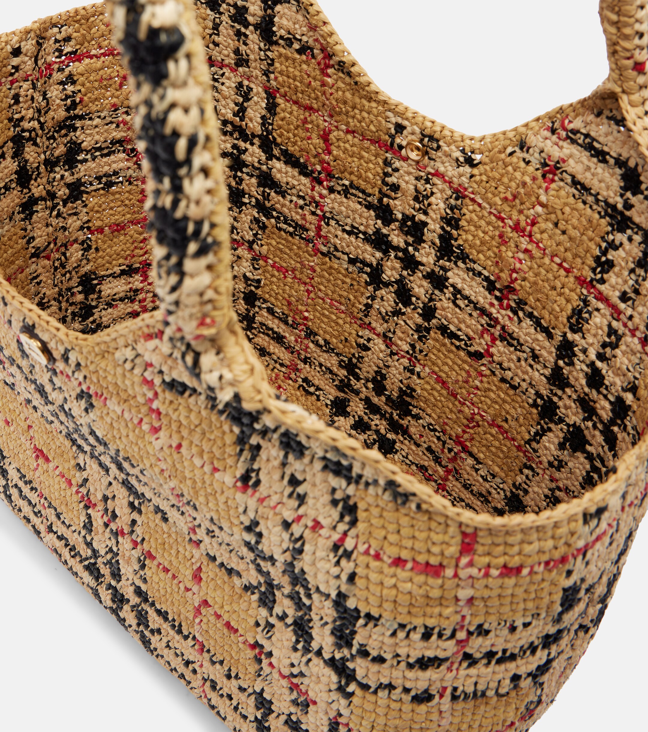 Burberry Burberry Check Large raffia tote bag