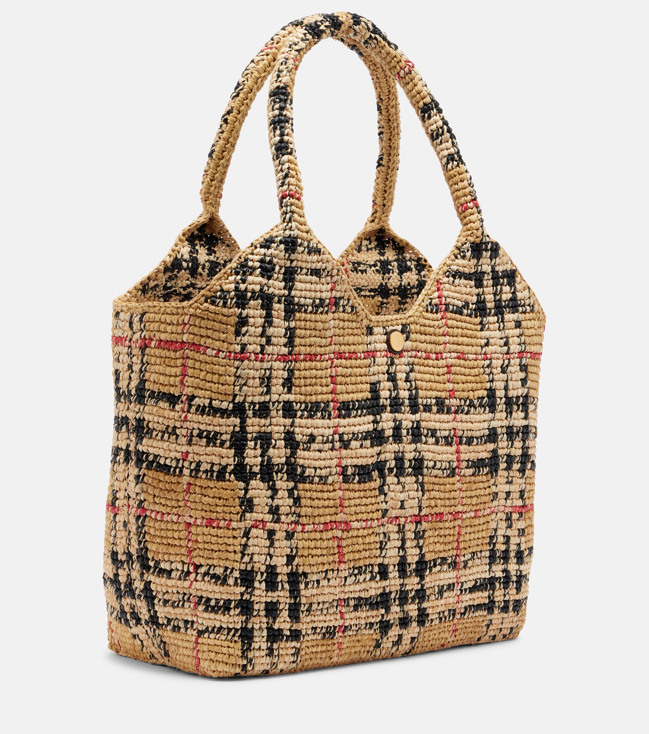 Burberry Burberry Check Large raffia tote bag