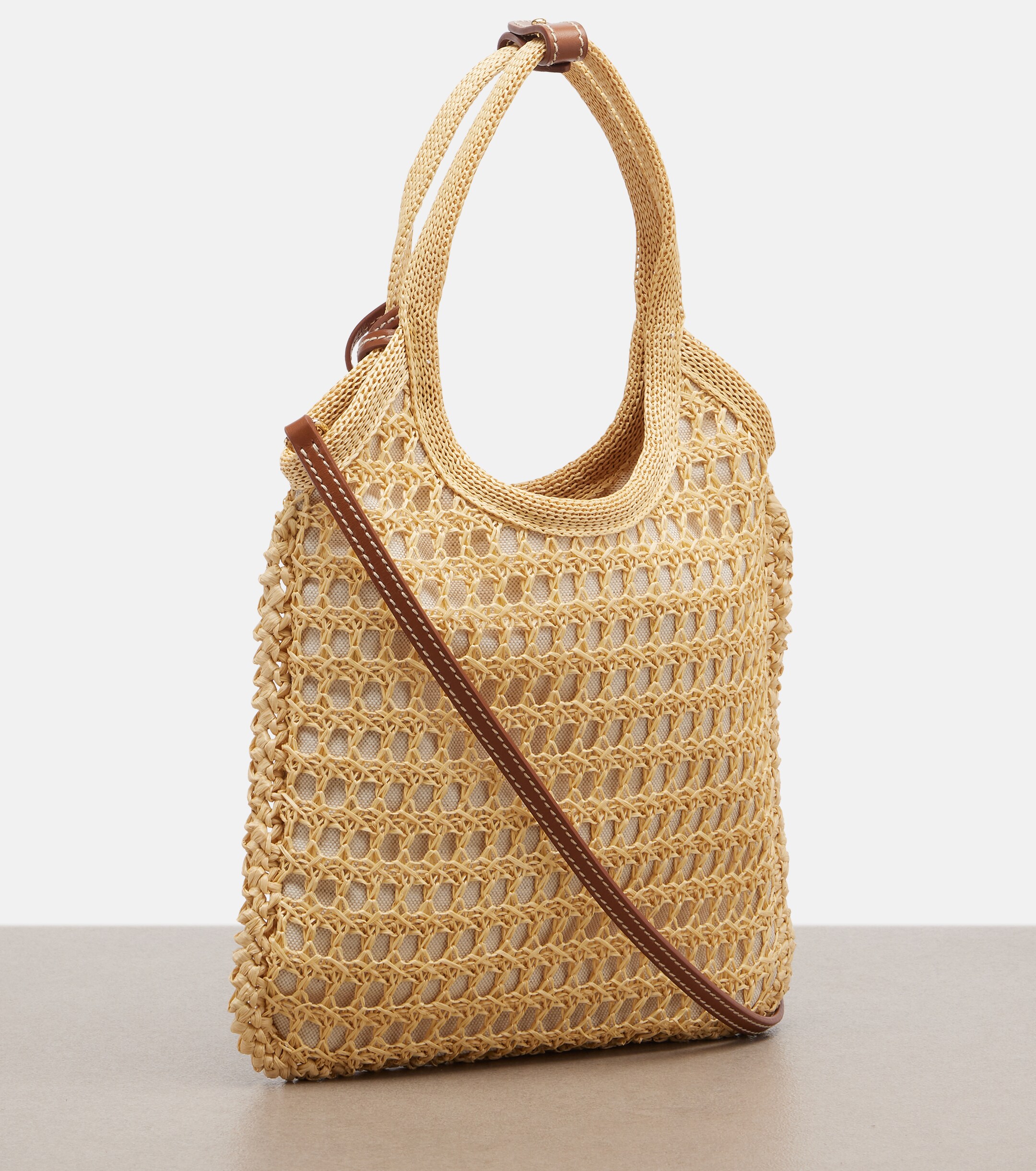 Miu Miu Ivy crochet raffia-effect top-handle bag