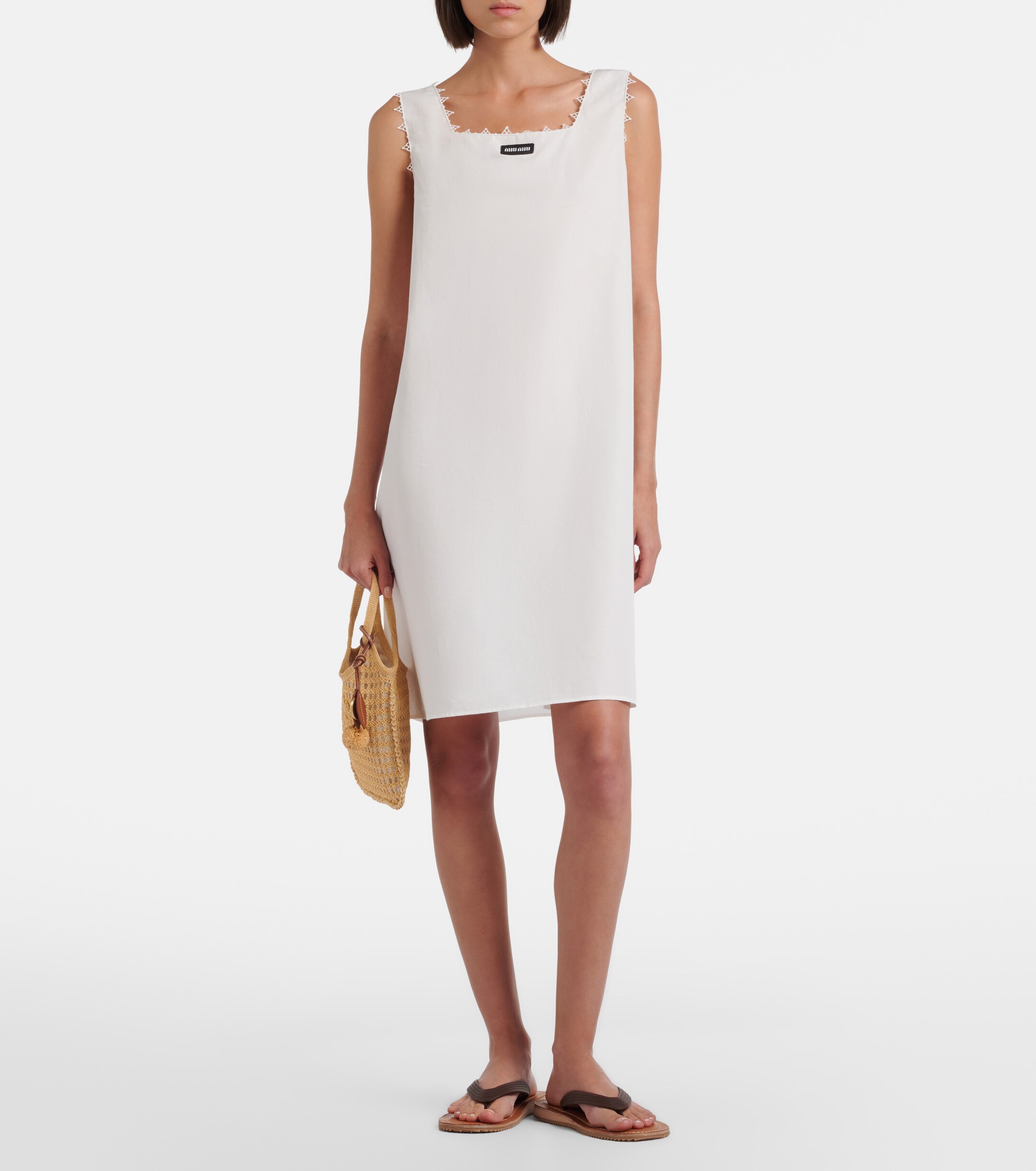 Miu Miu Ivy crochet raffia-effect top-handle bag