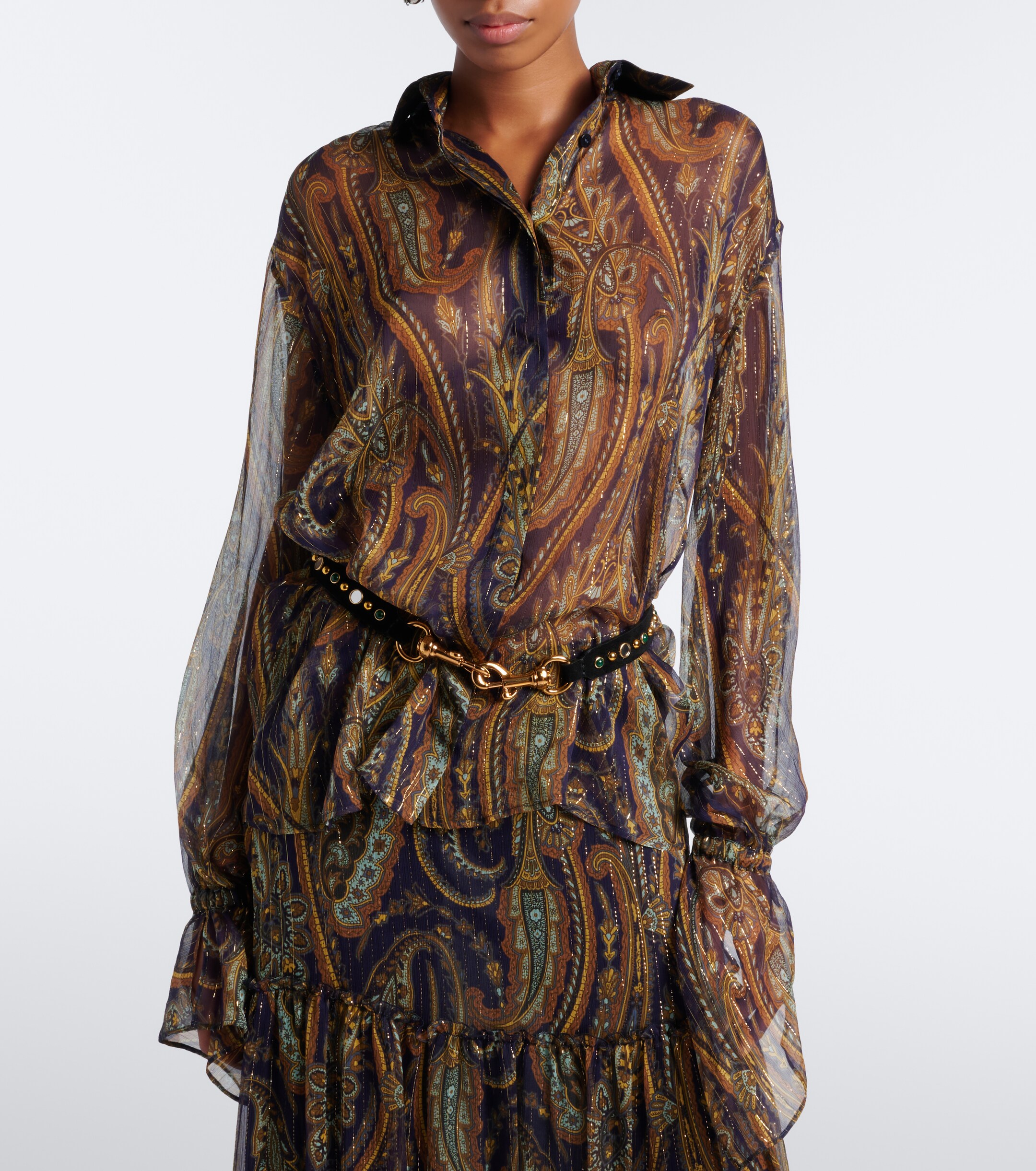 Etro Etro Paisley silk-blend chiffon shirt