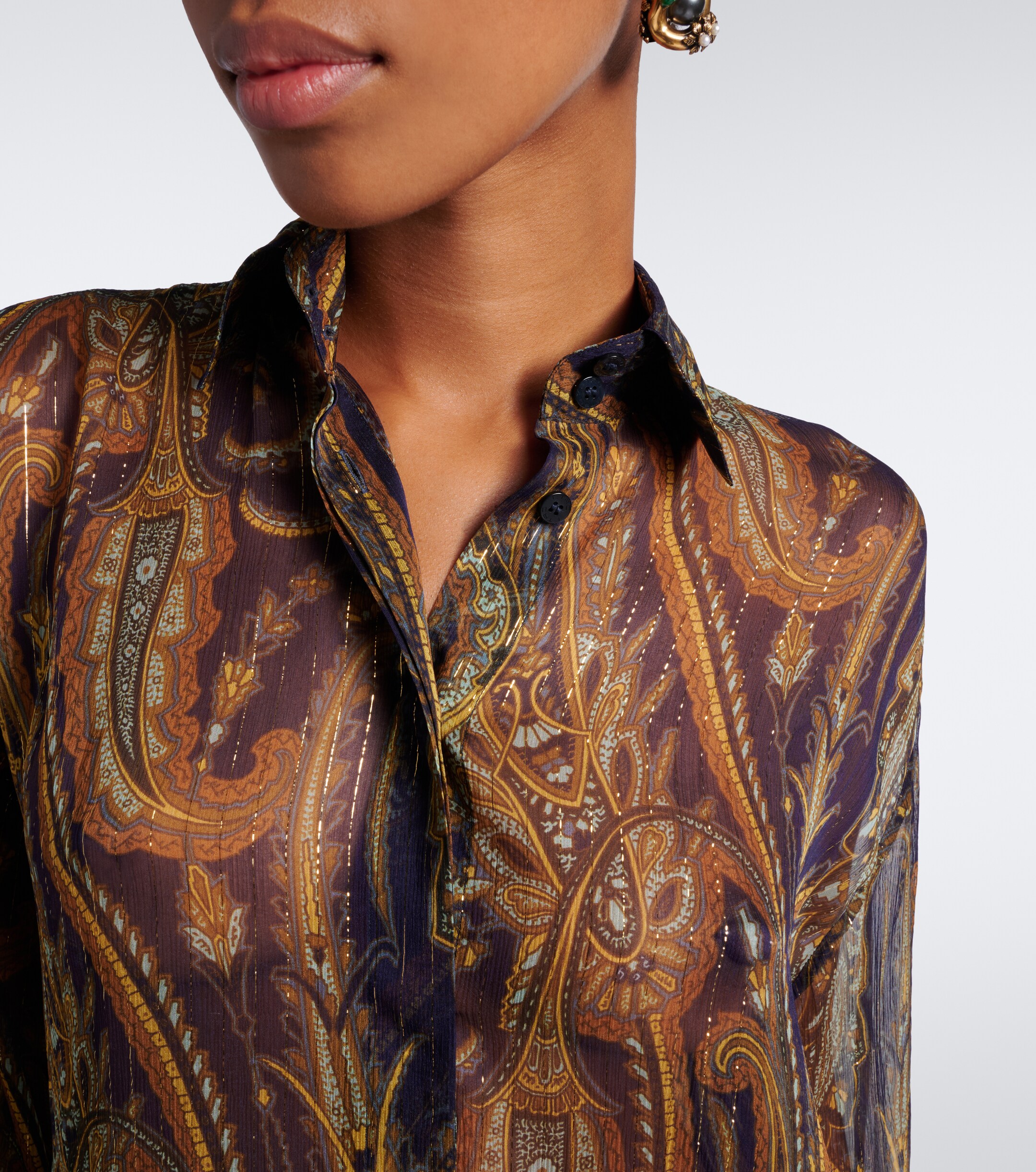Etro Etro Paisley silk-blend chiffon shirt