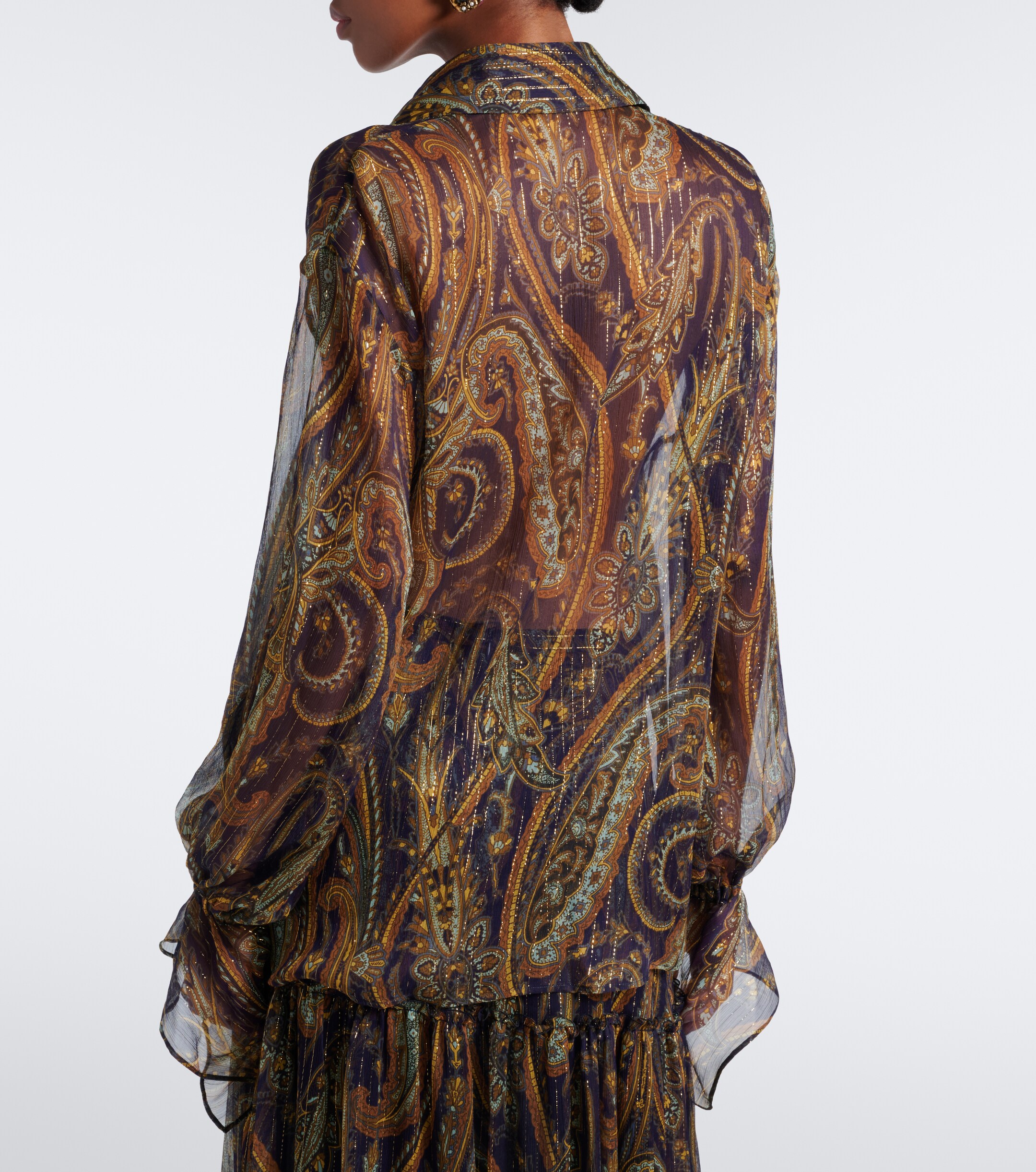 Etro Etro Paisley silk-blend chiffon shirt