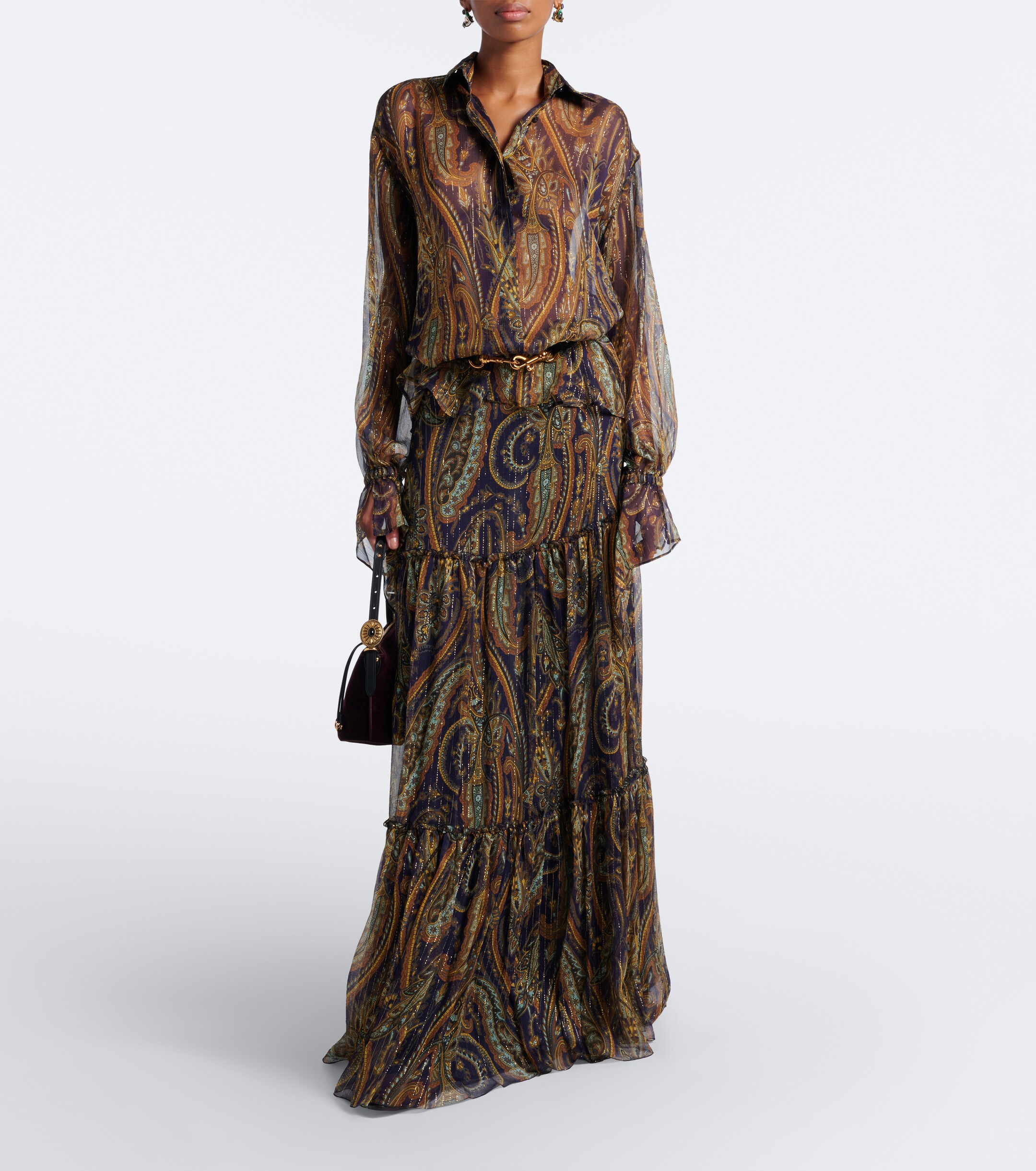 Etro Etro Paisley silk-blend chiffon shirt