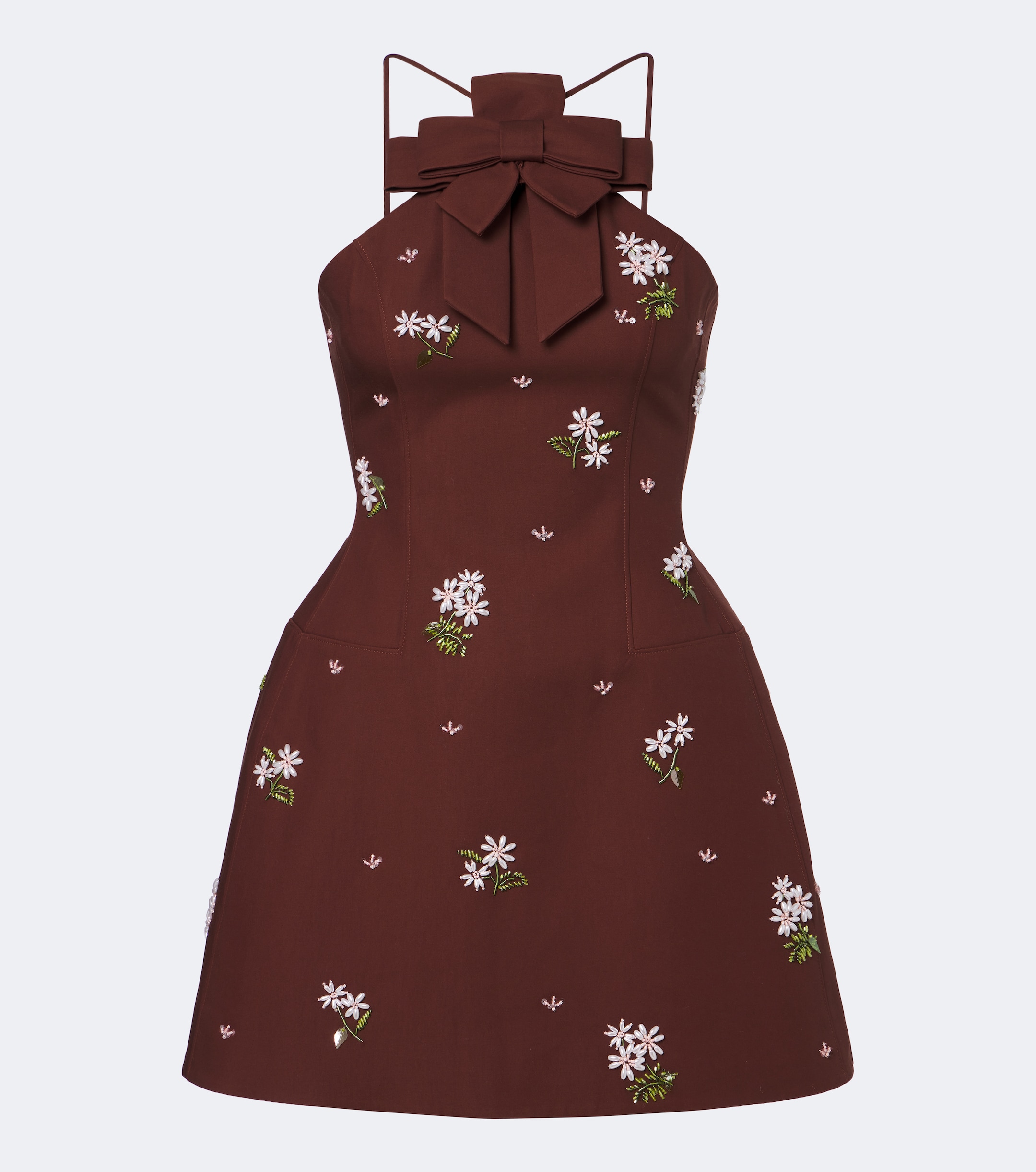 SHUSHU/TONG Shushu/Tong Embellished halterneck cotton minidress