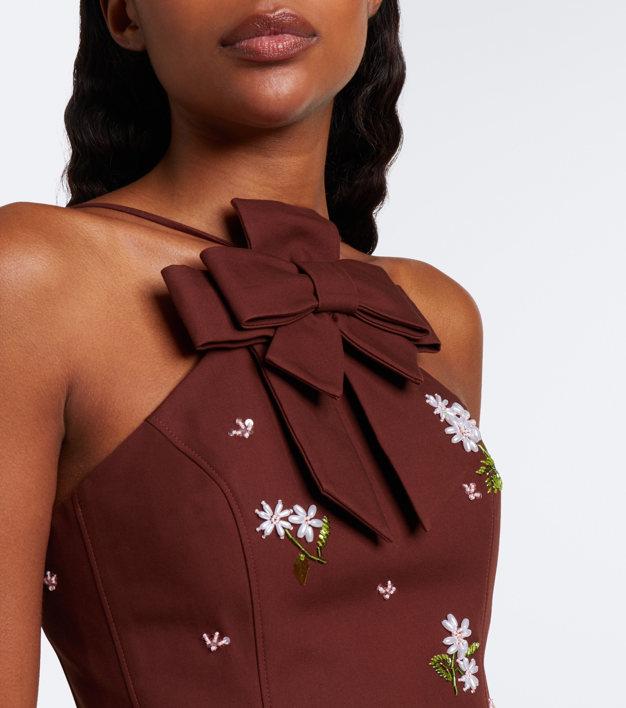 SHUSHU/TONG Shushu/Tong Embellished halterneck cotton minidress