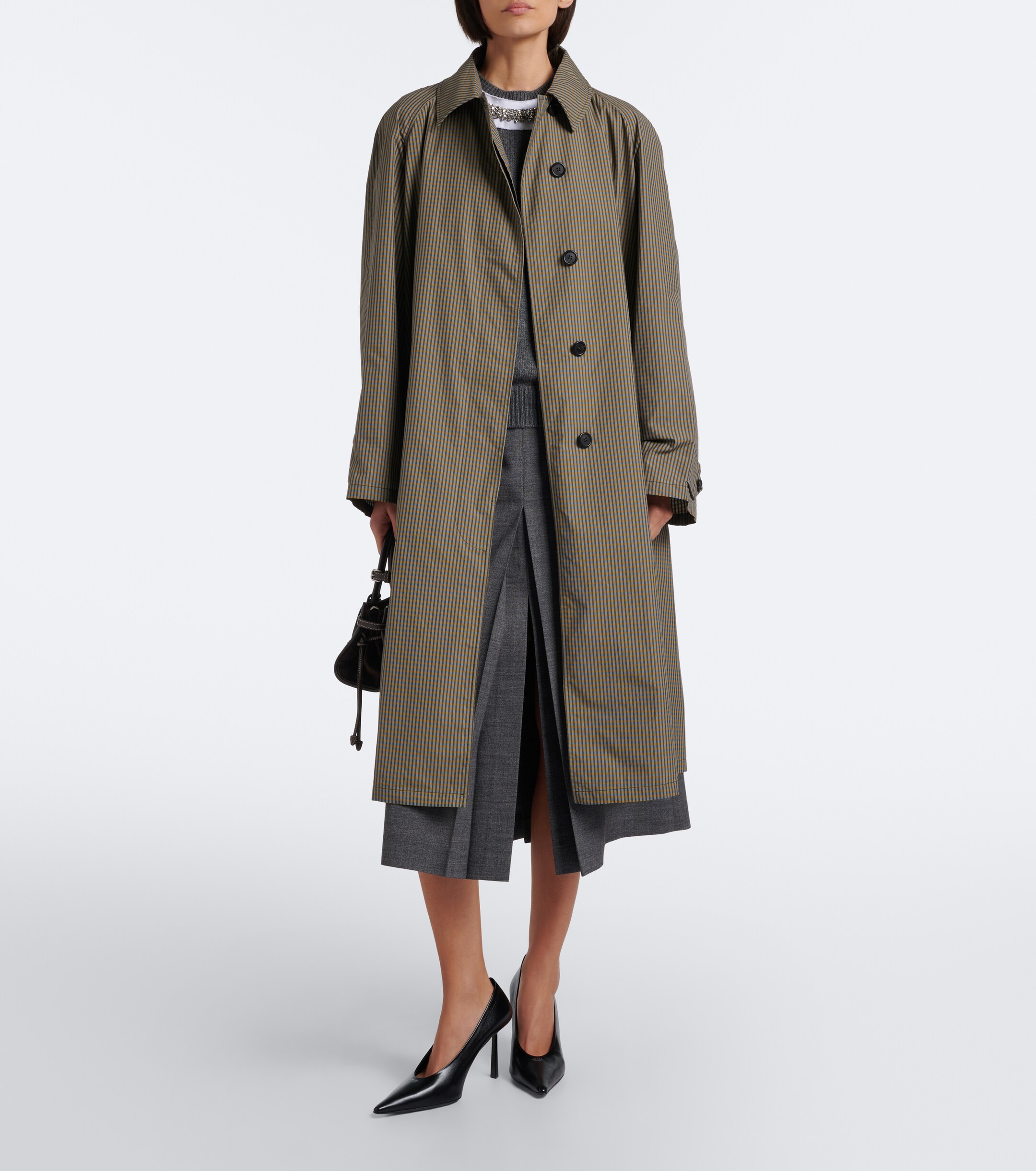 Prada Prada Checked technical trench coat