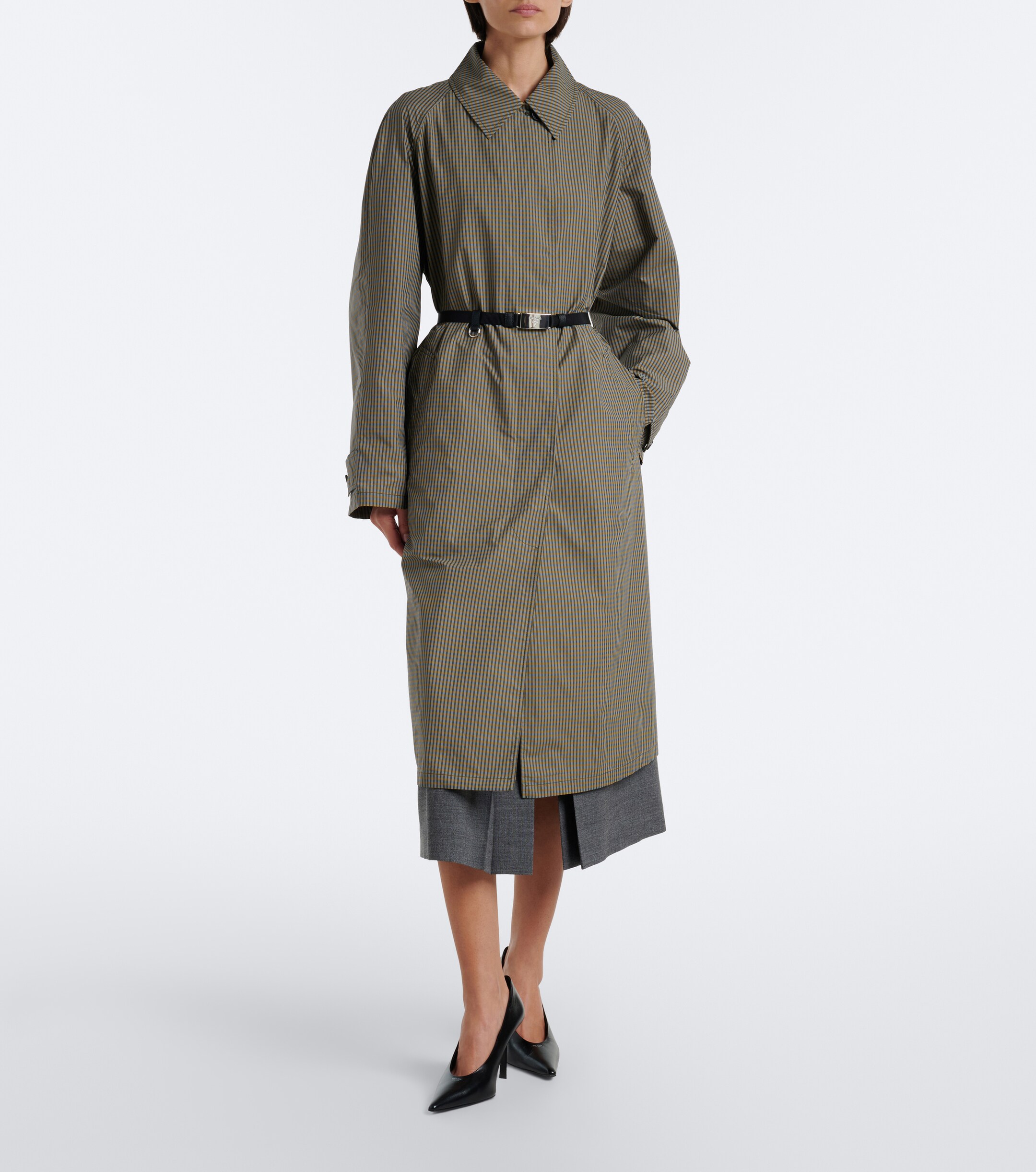 Prada Prada Checked technical trench coat