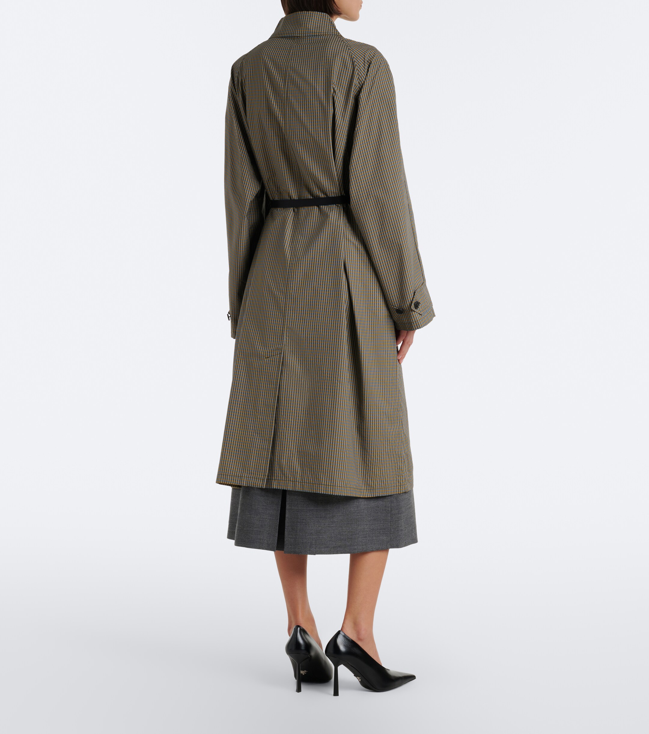 Prada Prada Checked technical trench coat