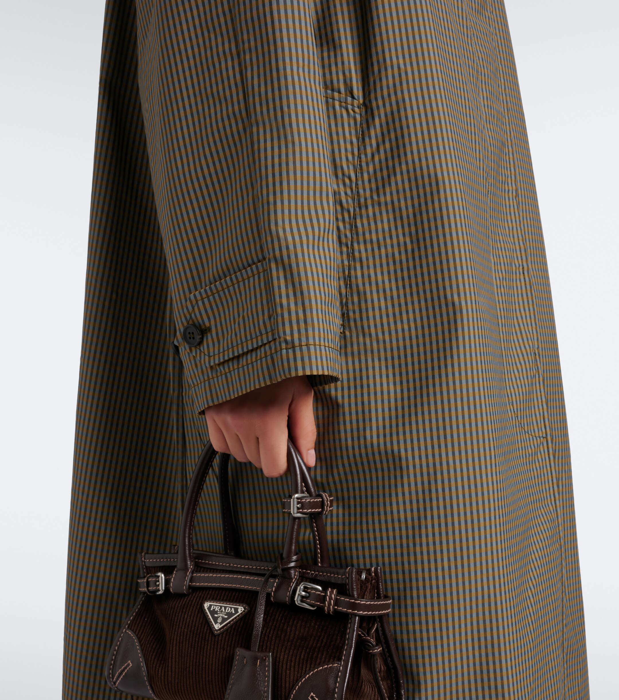 Prada Prada Checked technical trench coat