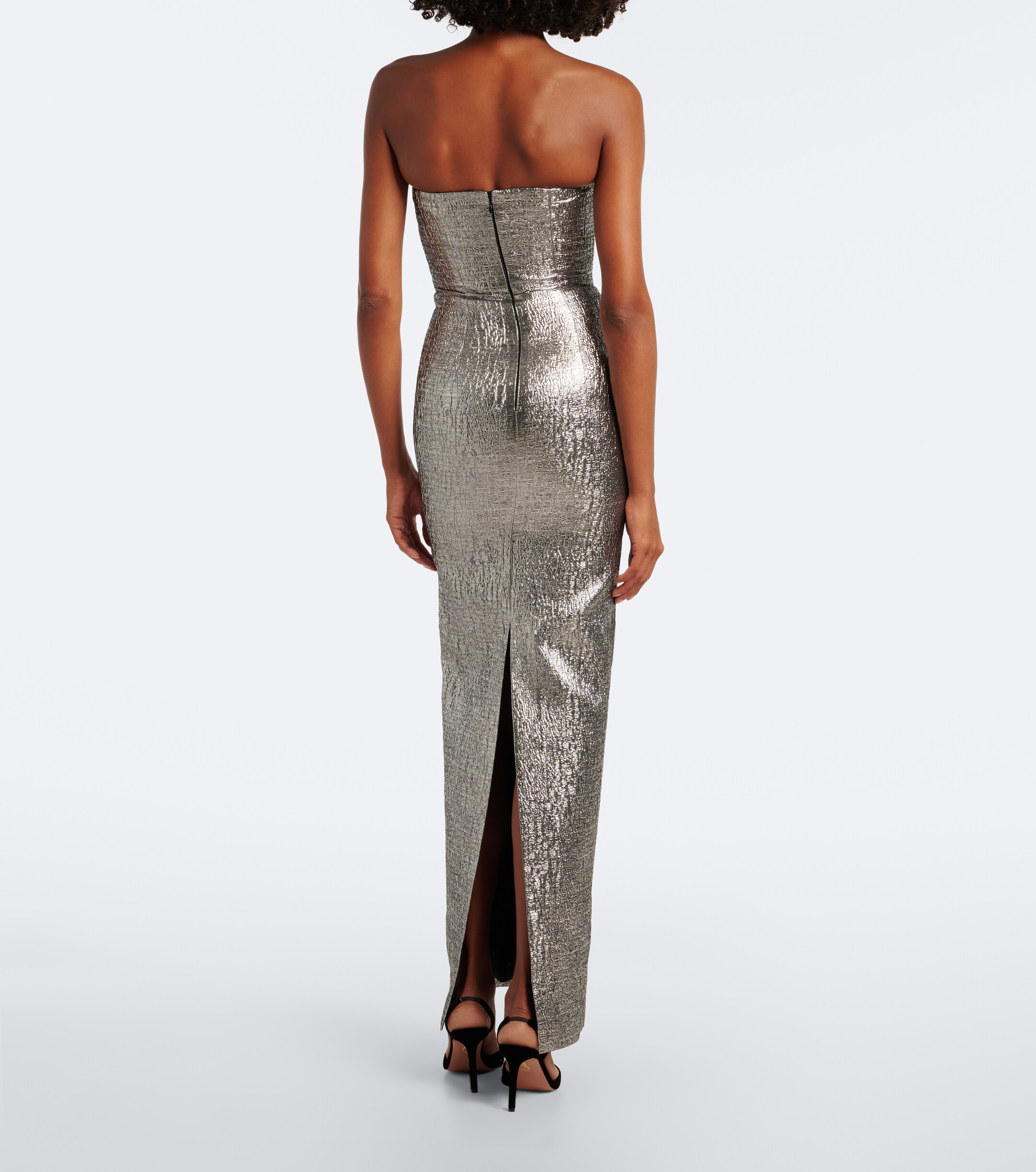 Roland Mouret Roland Mouret Pleated lamé jacquard bustier gown