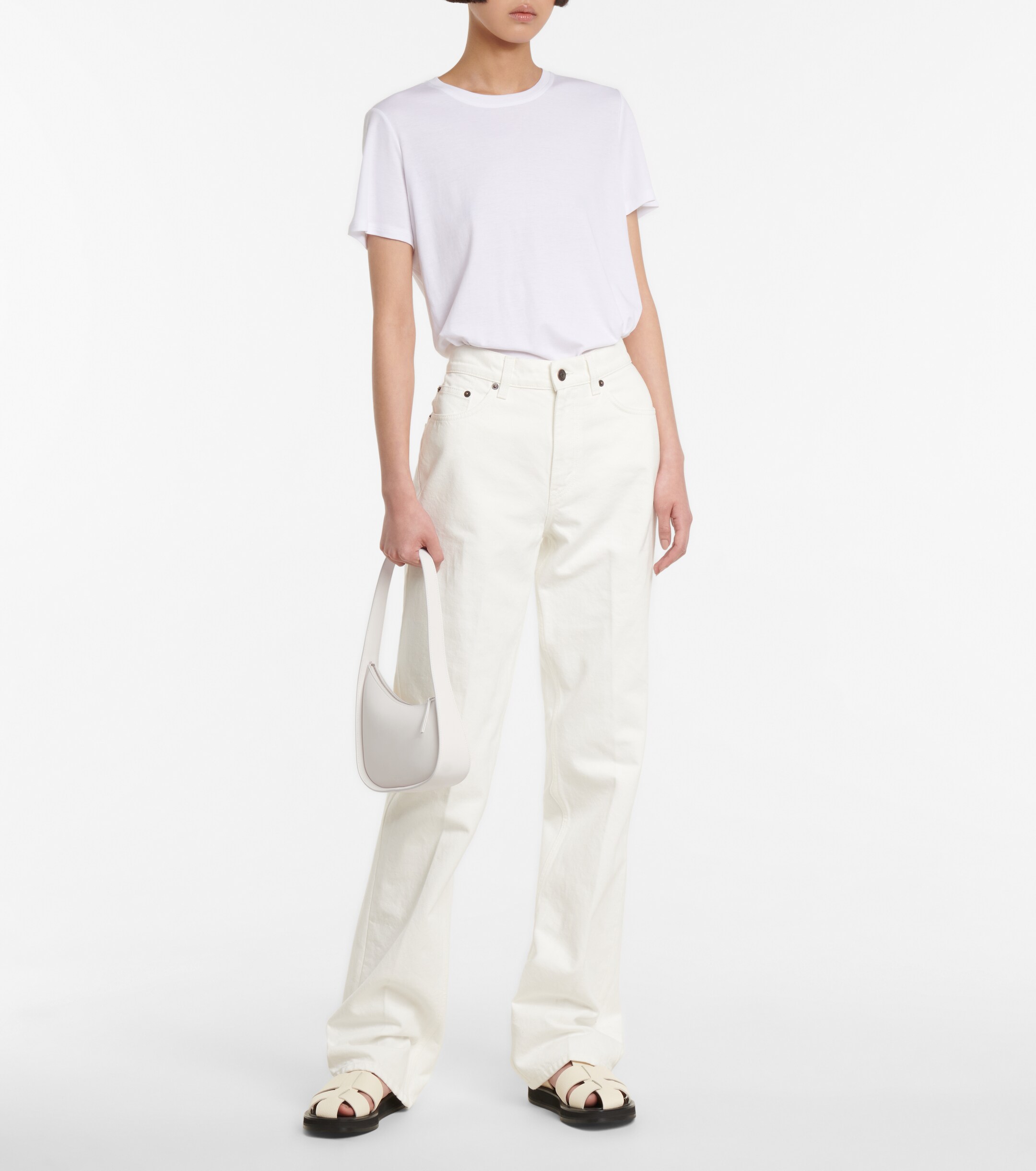 The Row Half Moon leather shoulder bag