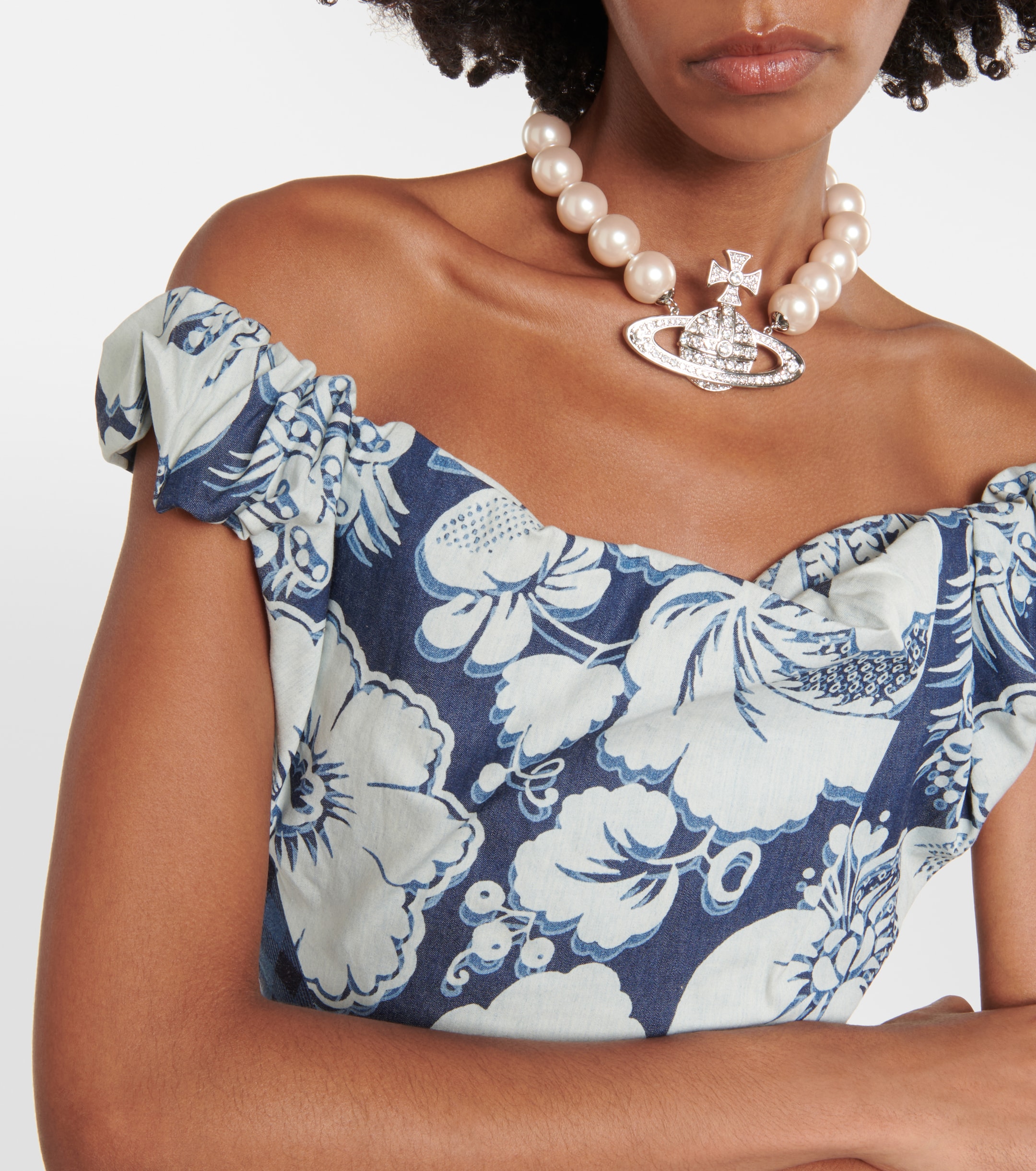Vivienne Westwood Sunday floral denim corset top