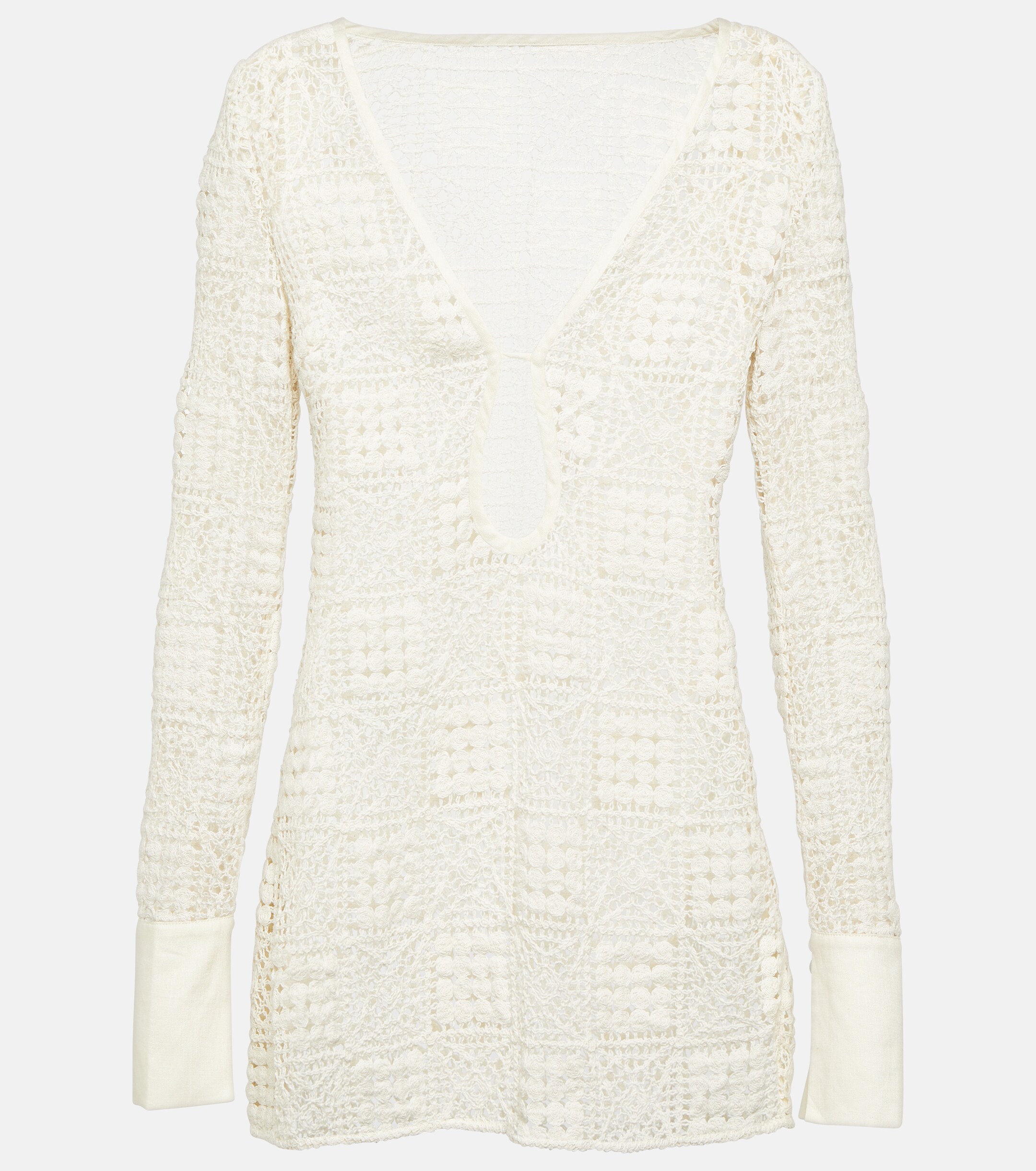 SIR. Rayure crochet cotton minidress