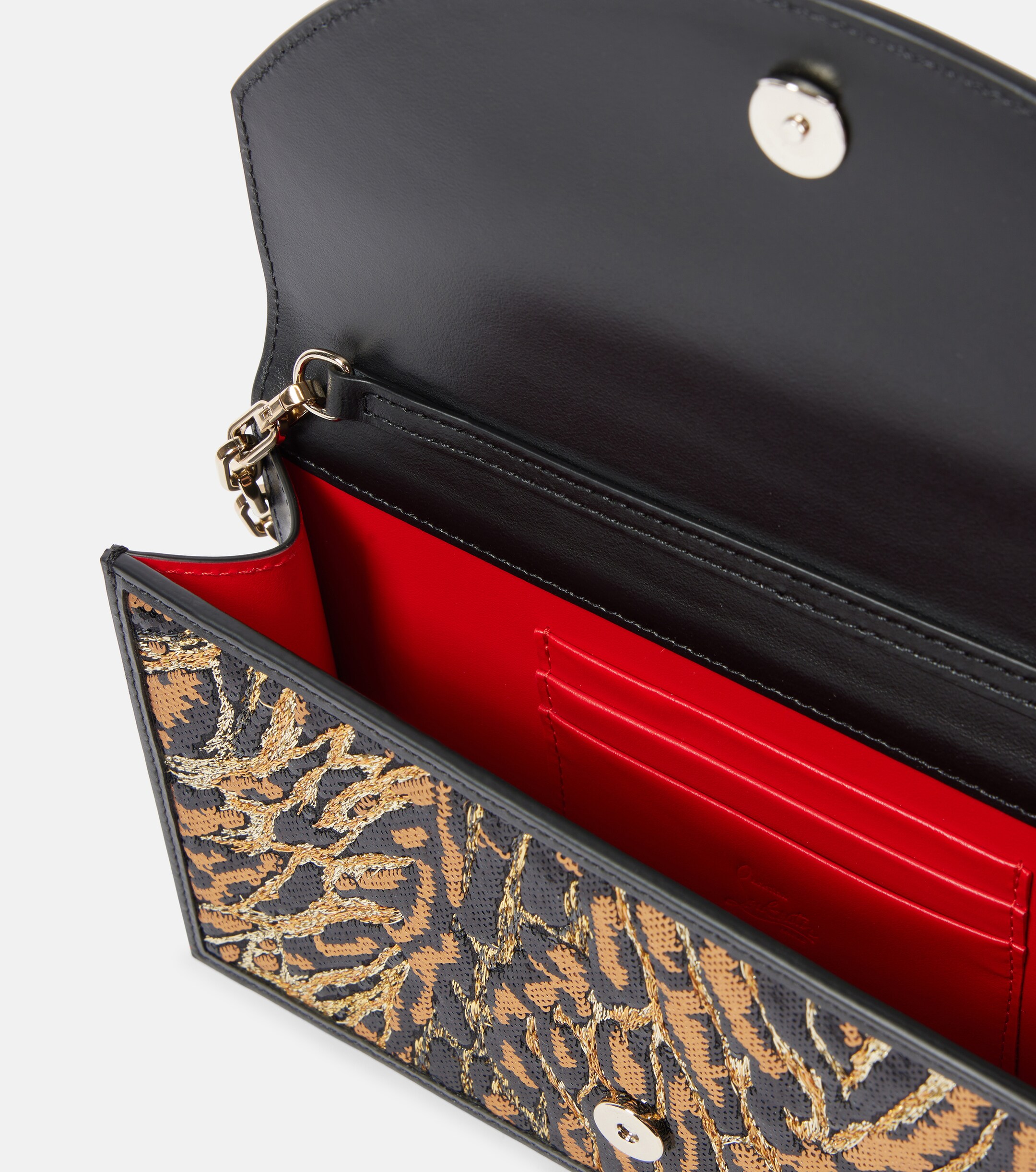 CHRISTIAN LOUBOUTIN Loubi54 leopard-print crêpe satin clutch