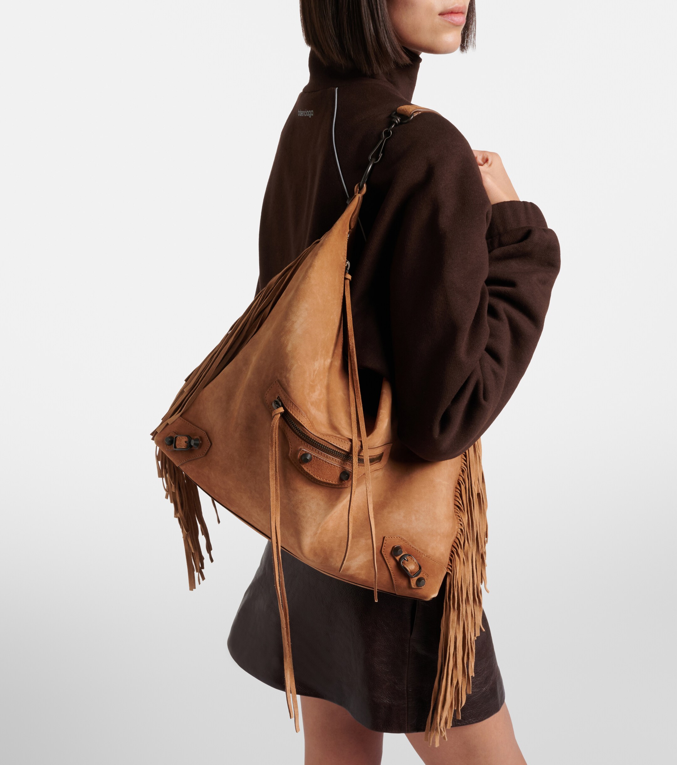 Balenciaga Le City Medium suede shoulder bag