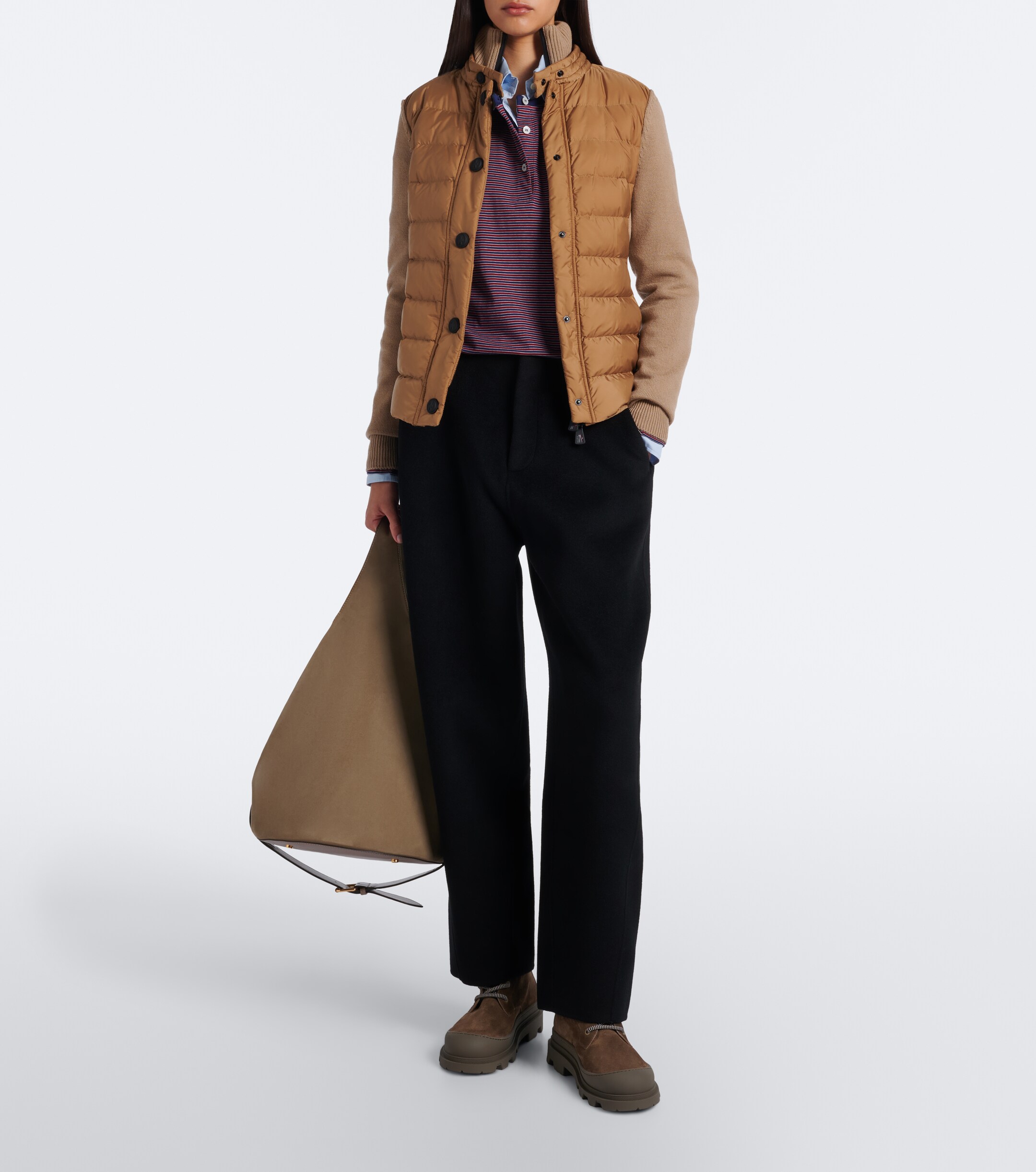 Moncler Moncler Vera shearling-trimmed suede lace-up boots
