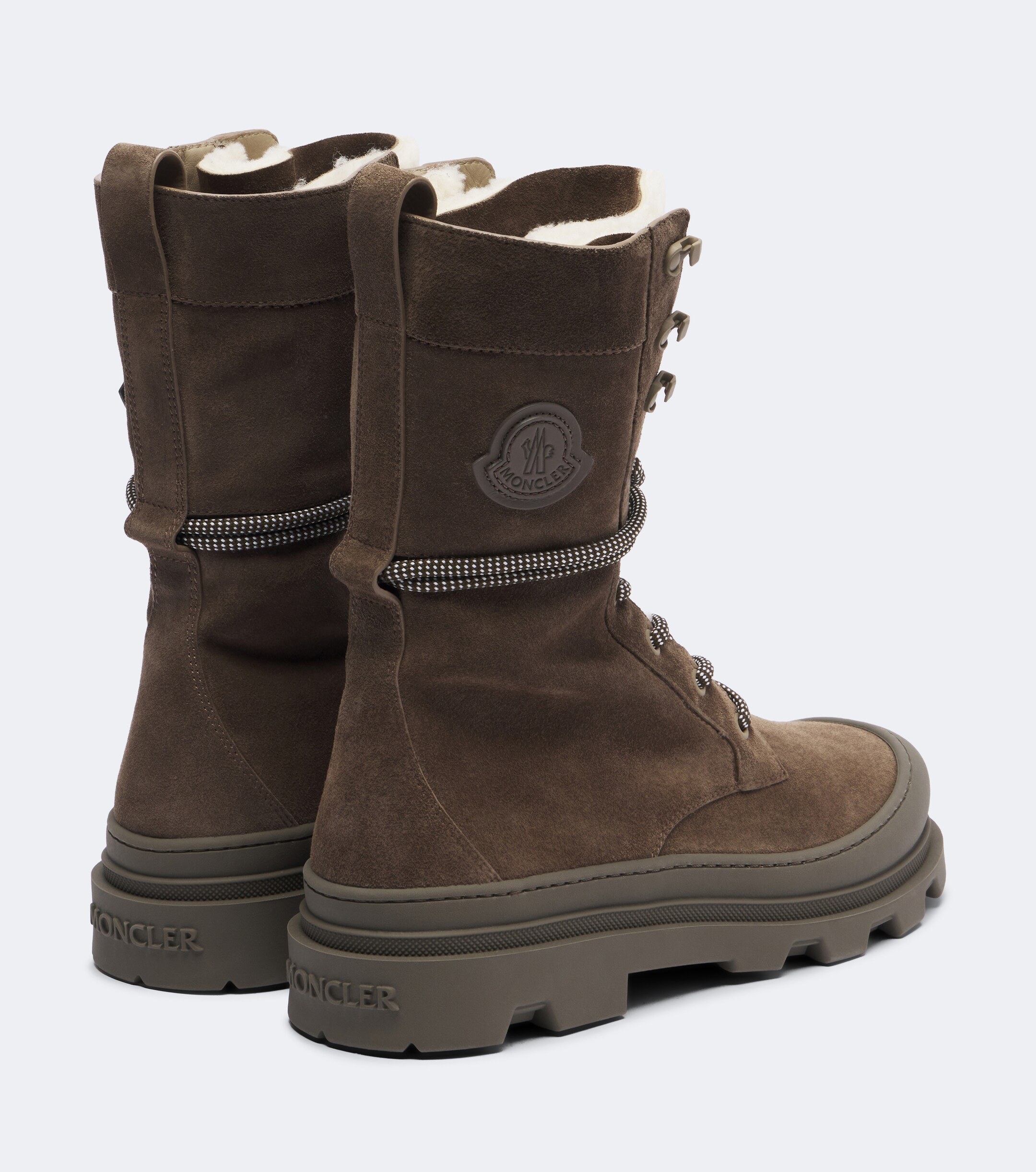 Moncler Moncler Vera shearling-trimmed suede lace-up boots