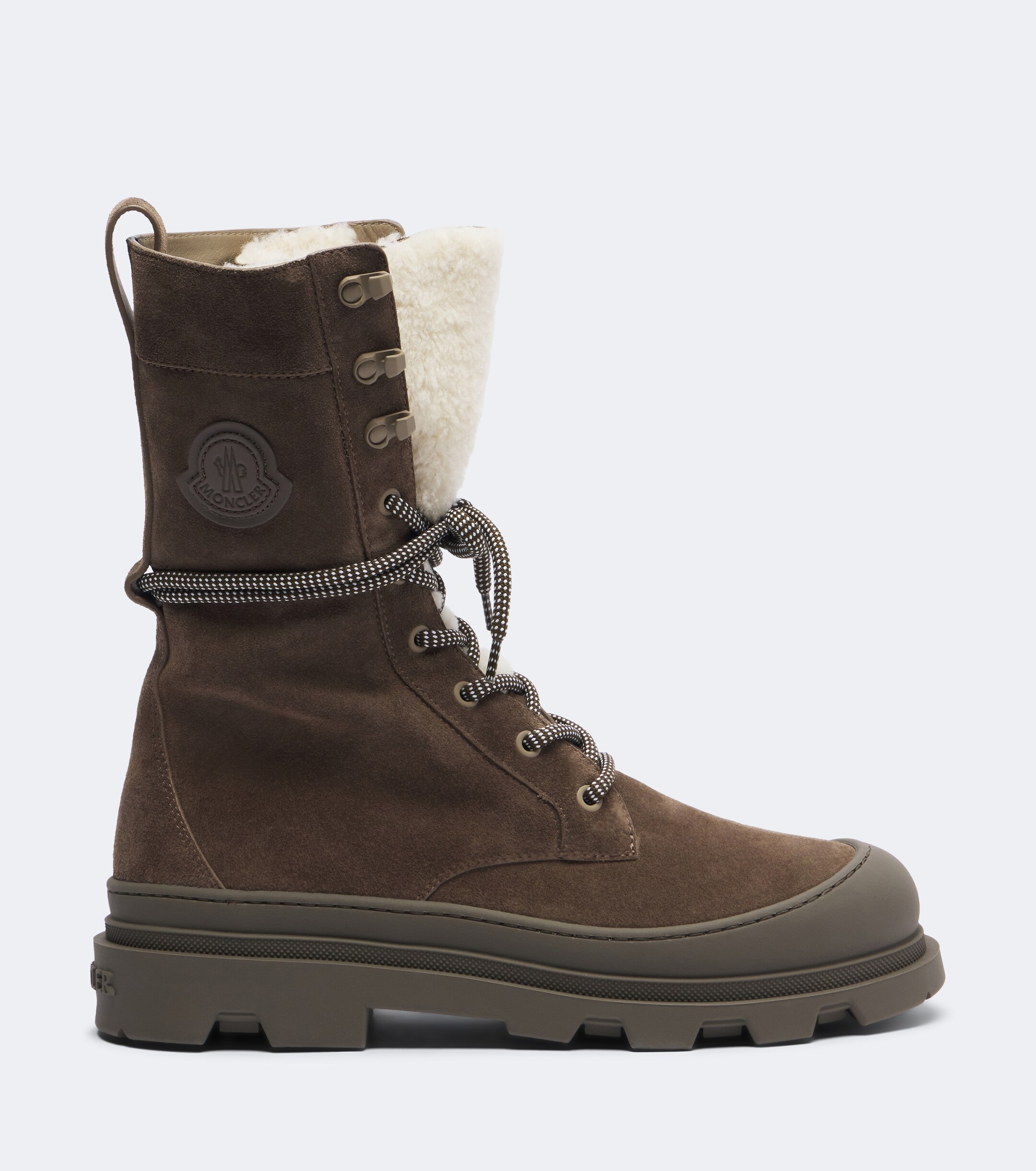 Moncler Moncler Vera shearling-trimmed suede lace-up boots