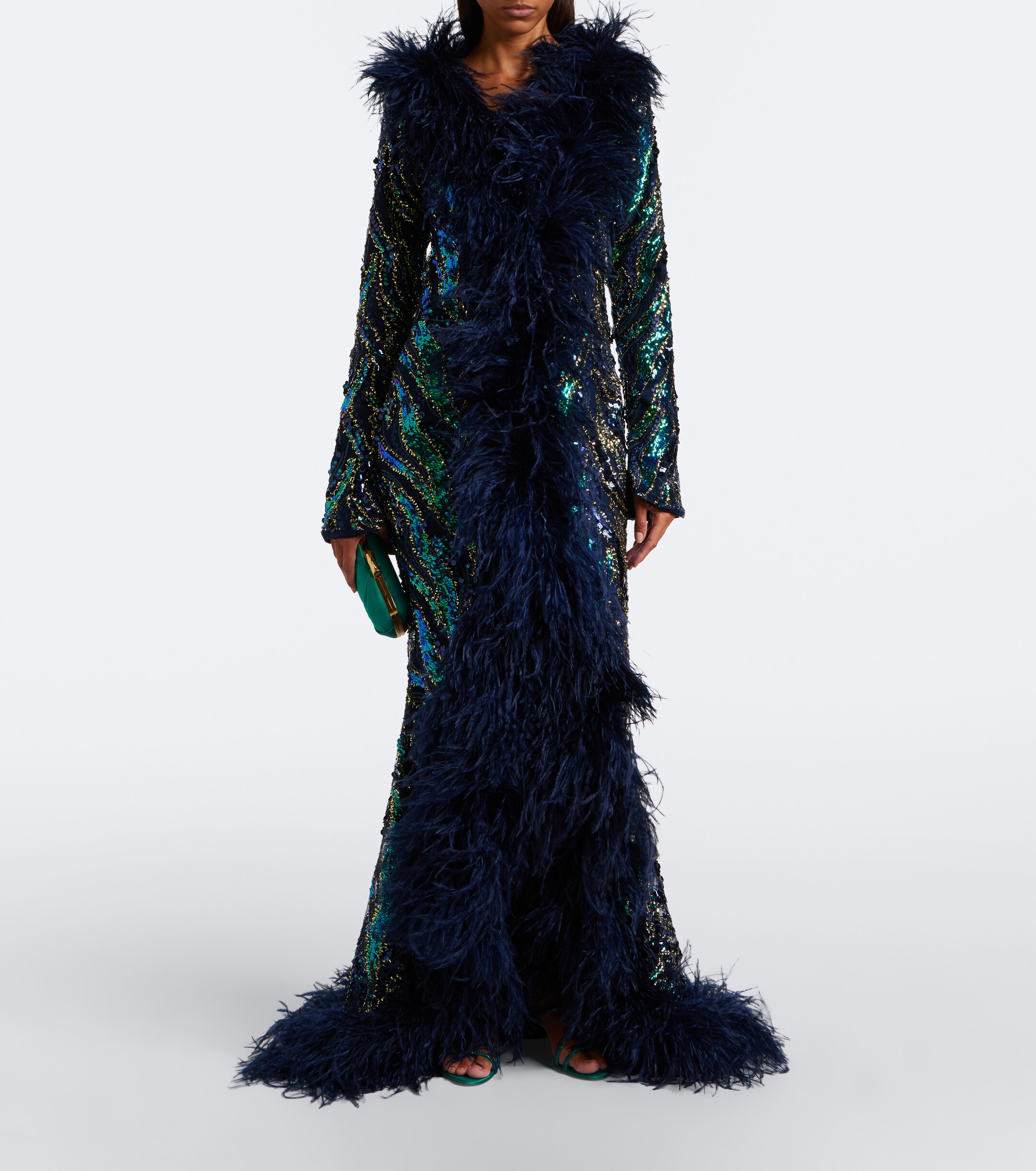 Taller Marmo Taller Marmo Hollywood Disco feather-trimmed gown