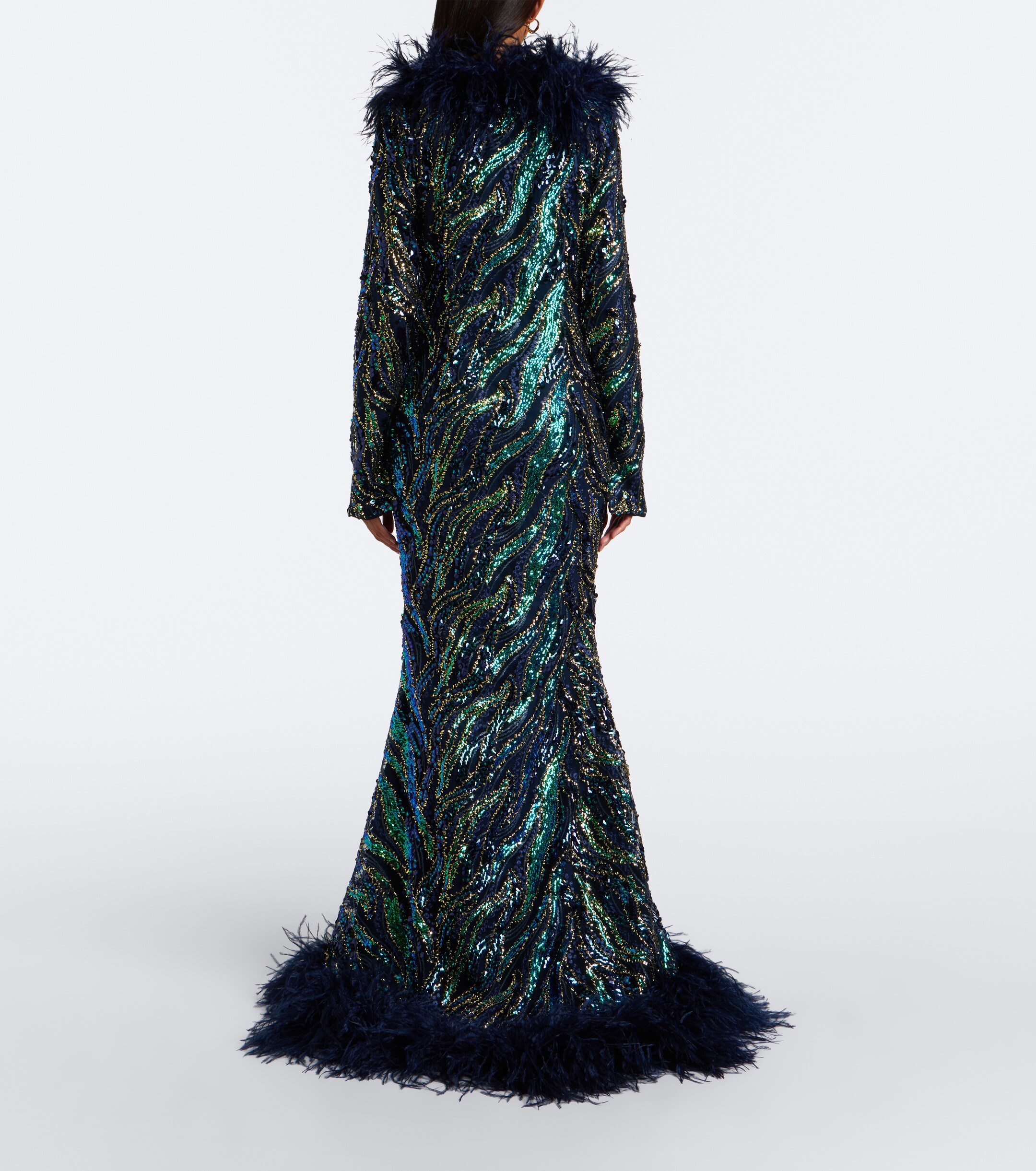 Taller Marmo Taller Marmo Hollywood Disco feather-trimmed gown